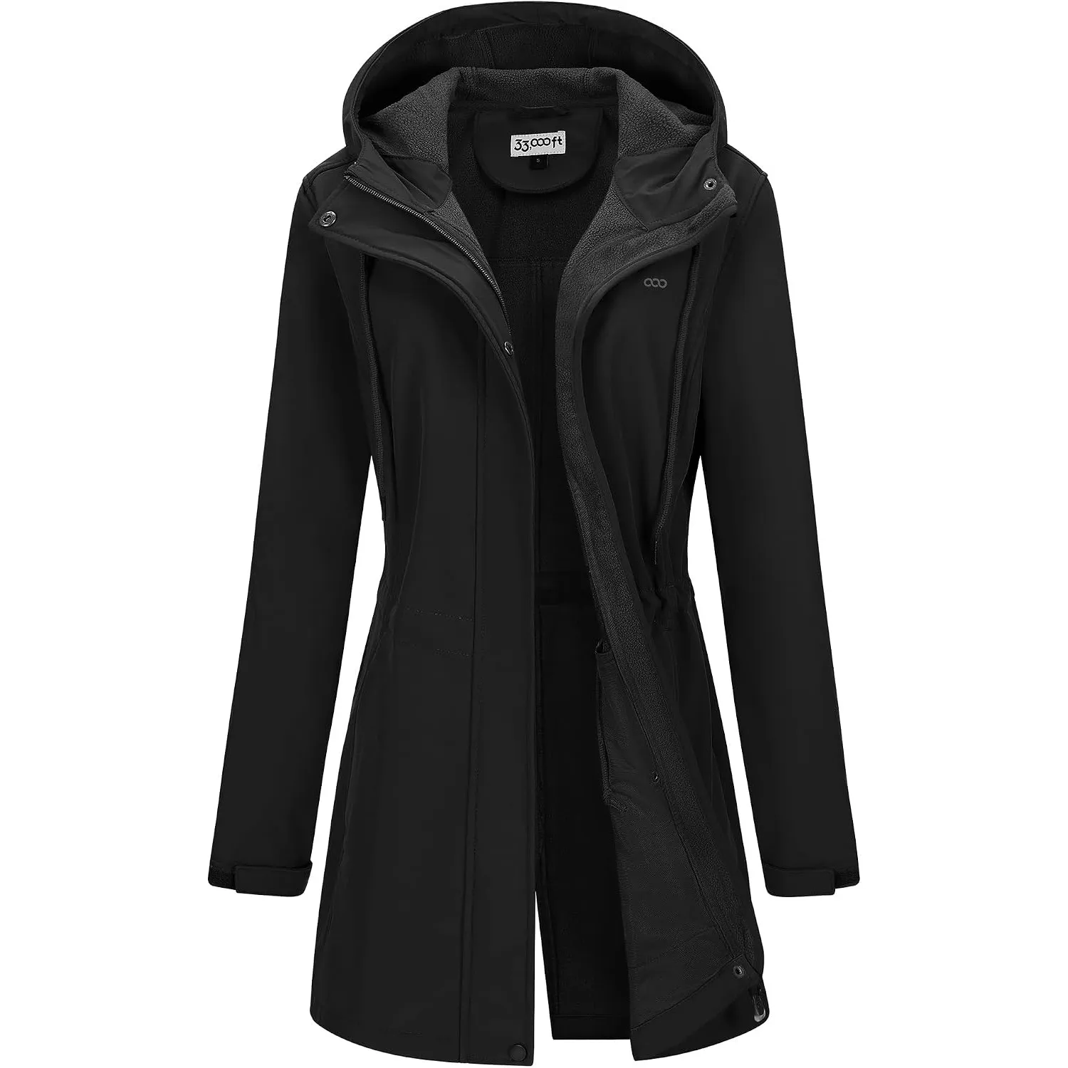 33,000ft Damen Leichte Wasserdichte Softshell Regenjacke Lange Funktionsjacke Übergangsjacke Windjacke Atmungsaktive Re…