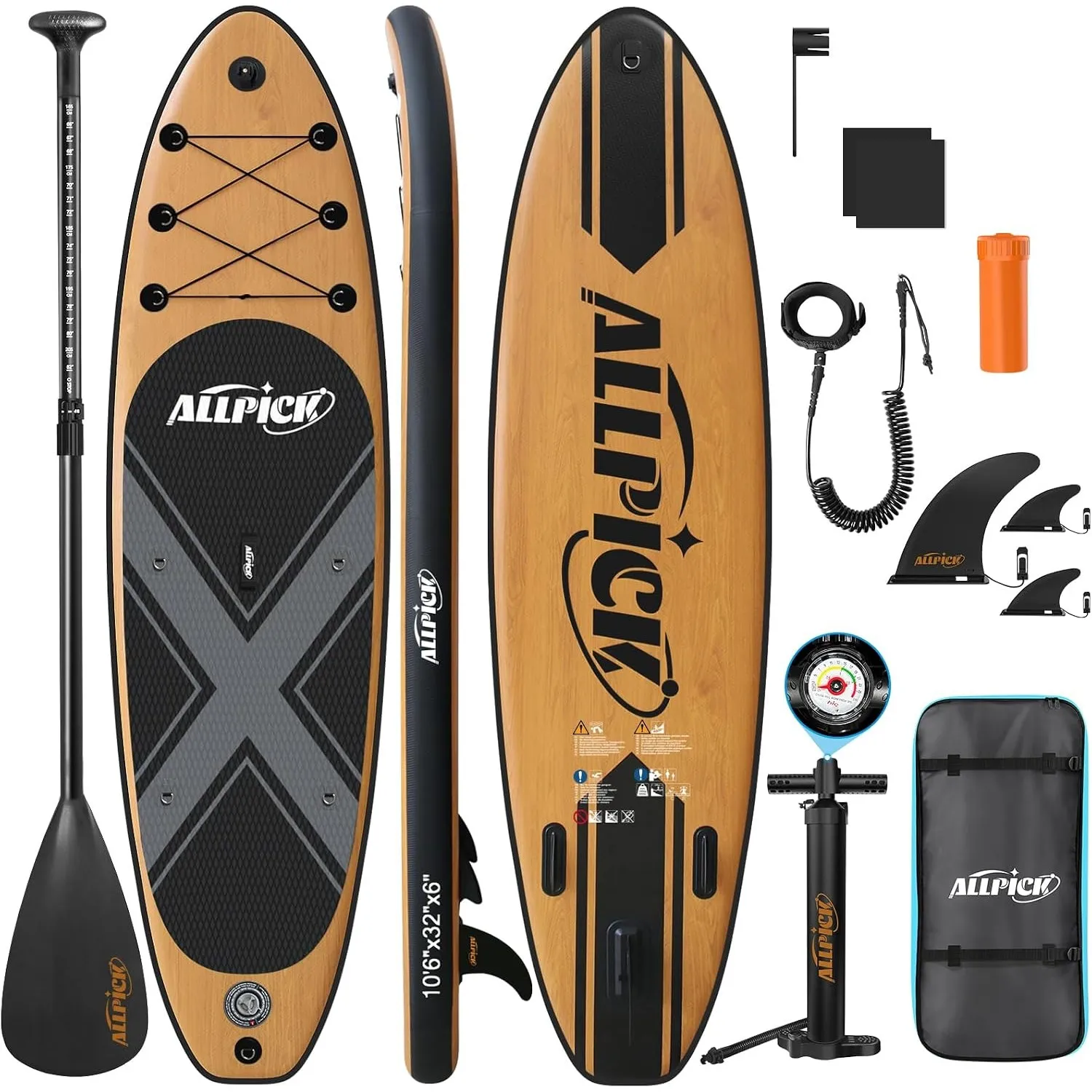 ALLPICK Premium SUP Board Set, Stand Up Paddling Board Aufblasbar, Mit Universal Kamerahalterung, Komplettes Zubehör, V…