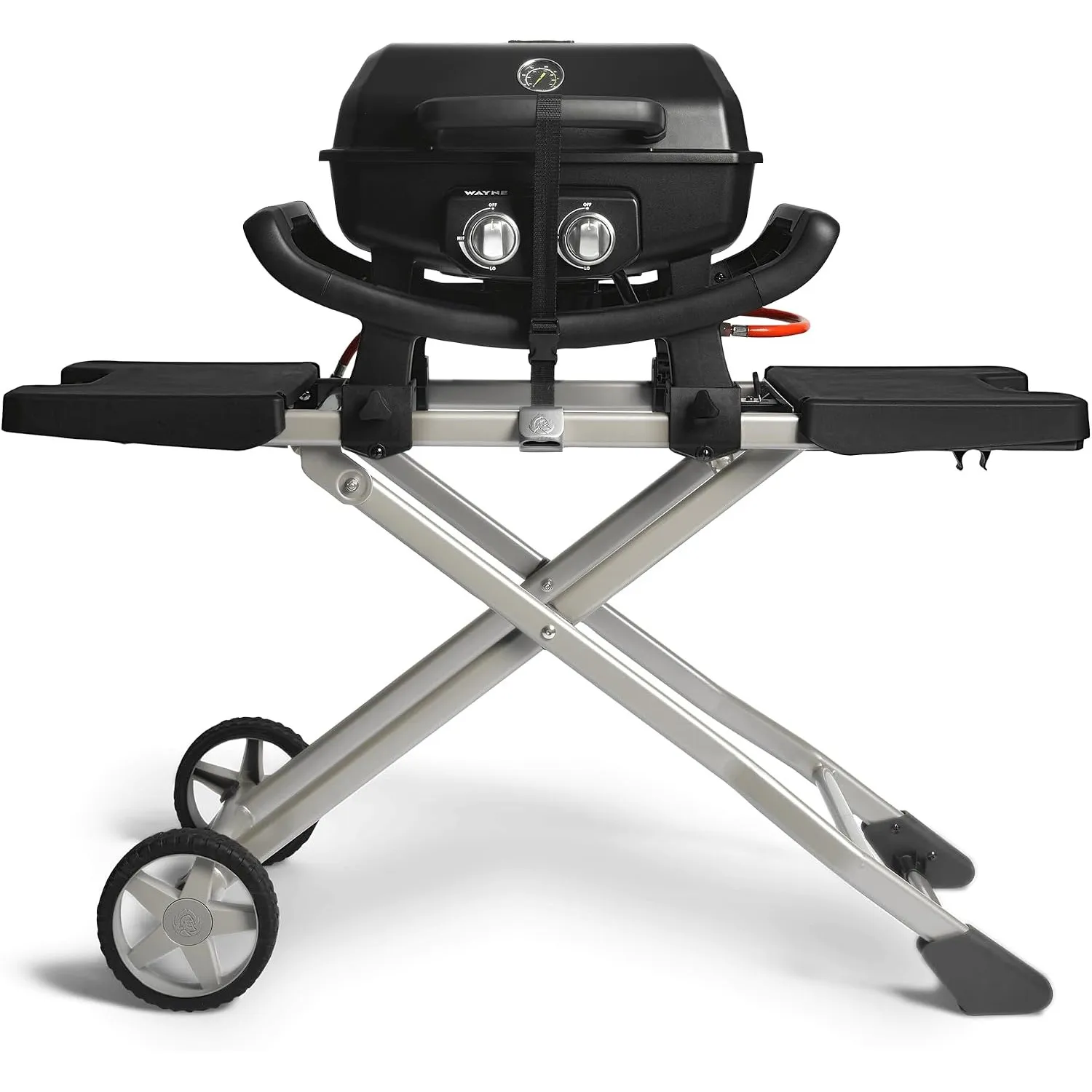 BURNHARD® Tragbarer 2-Brenner Gasgrill WAYNE inkl. Rollwagen