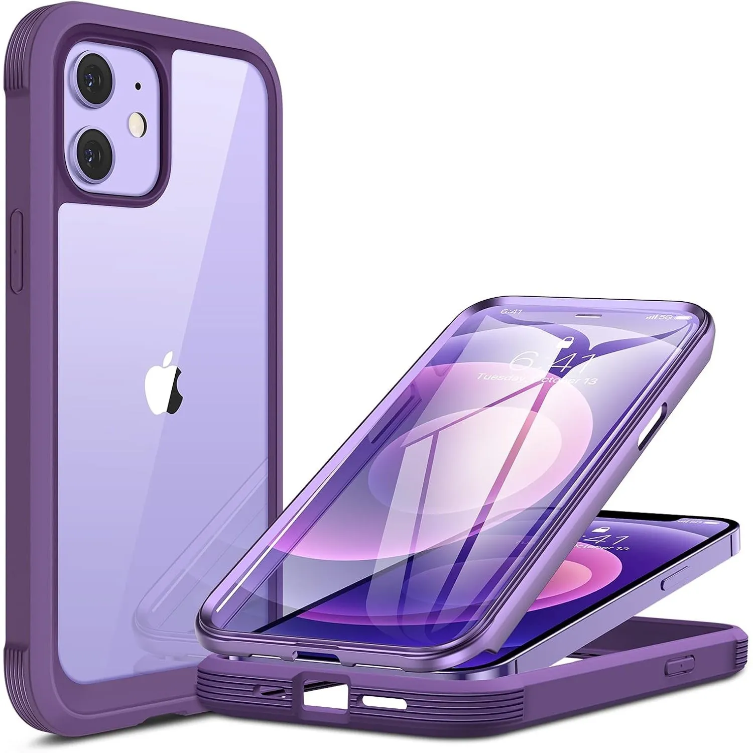 miracase 360 Grad Hülle Kompatibel mit iPhone 12/12 Pro (6.1 Zoll), Ganzkörper Schutzhülle mit eingebauter Glas Display…