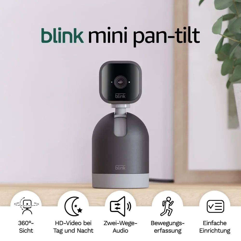 Blink Mini Pan-Tilt Camera | Bewegliche Plug-in-Überwachungskamera für den Innenbereich, Zwei-Wege-Audio, HD-Video, Bew…