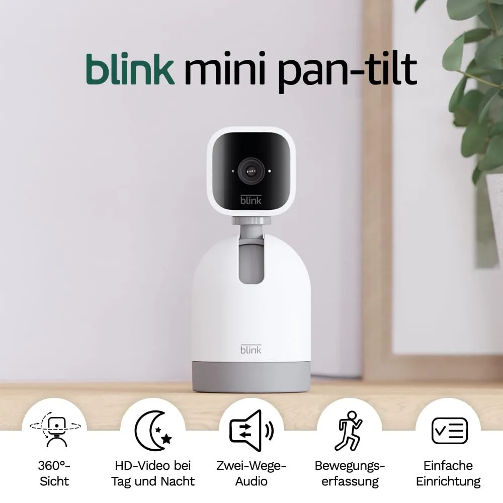 Blink Mini Pan-Tilt Camera | Bewegliche Plug-in-Überwachungskamera für den Innenbereich, Zwei-Wege-Audio, HD-Video, Bew…