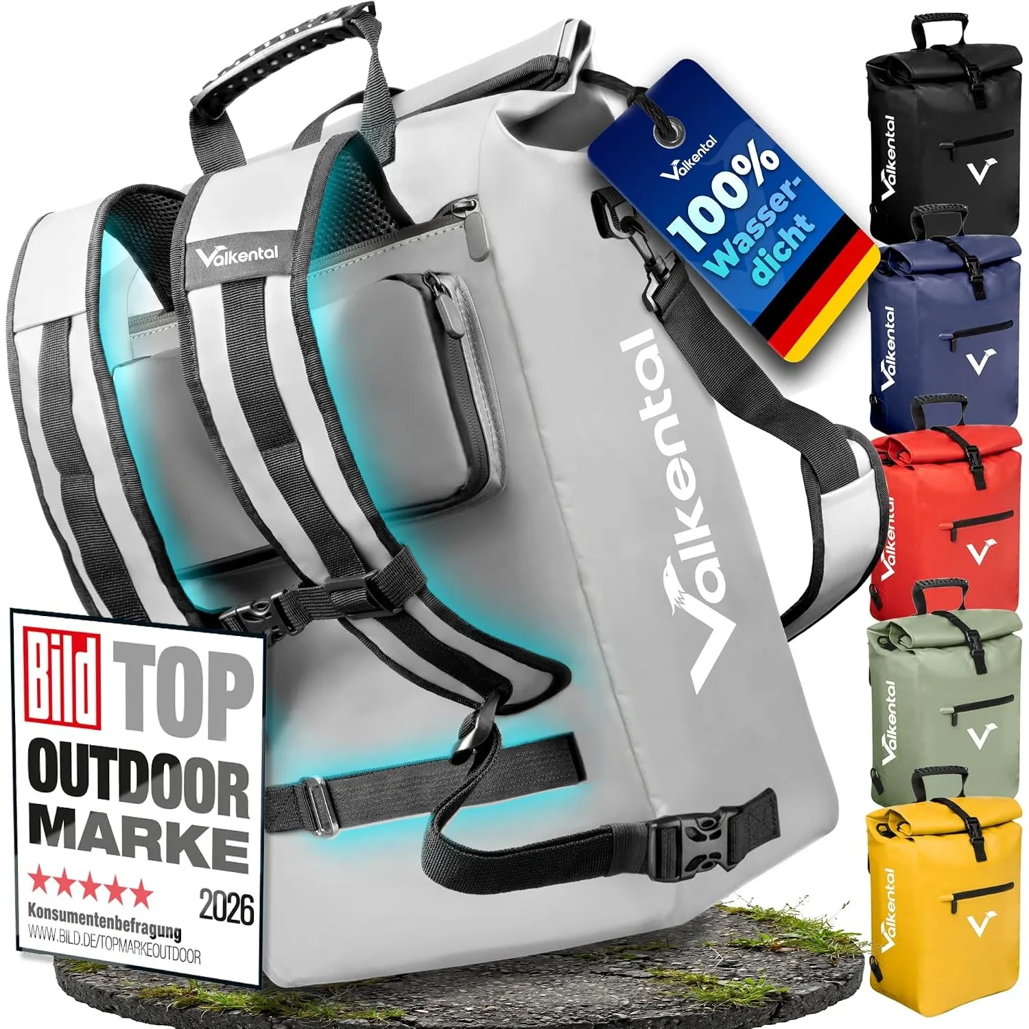 Valkental® 3in1 Fahrradtasche [Bis 25L] - Das Original - Geeignet als Gepäckträgertasche, Rucksack und Umhängetasche - …