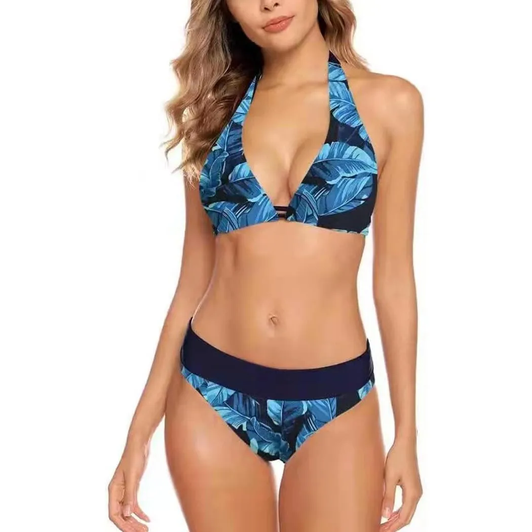 Damen Bikini Set Triangel Badeanzug Strand Ties Zweiteiliger Bademode Bikinihose