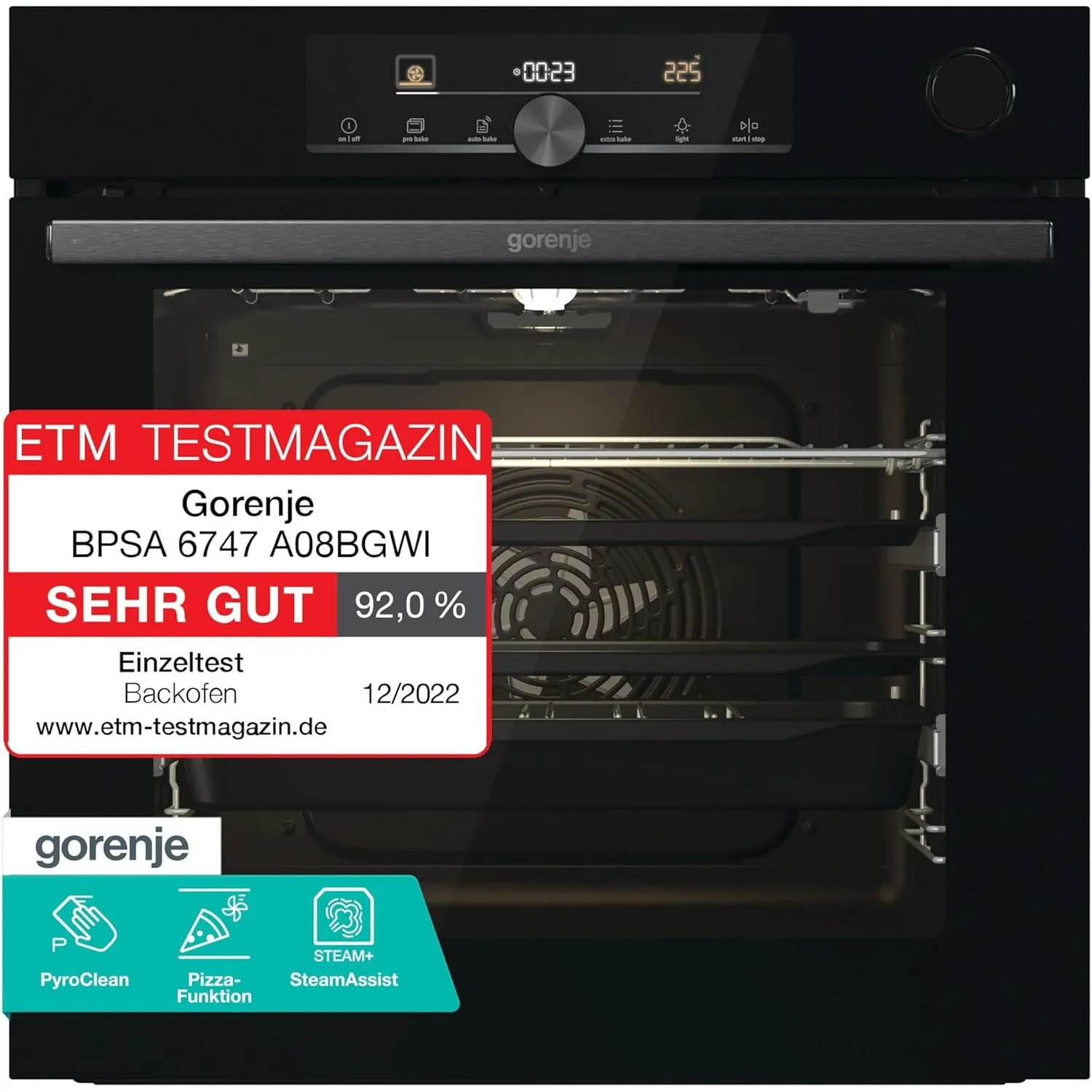Gorenje OptiBake Advanced BPSA 6747 A08BG Einbau-Backofen / 77L / Heißluft / Pyrolyse / AutoBake / Touch Bedienung / Br…