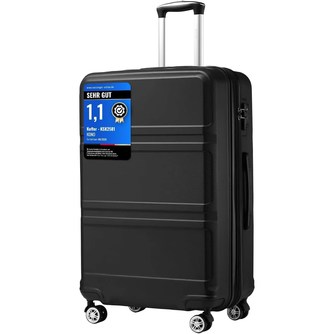 Kono Großer Reisekoffer 100 L, Hartschalenkoffer aus ABS+PC Trolley