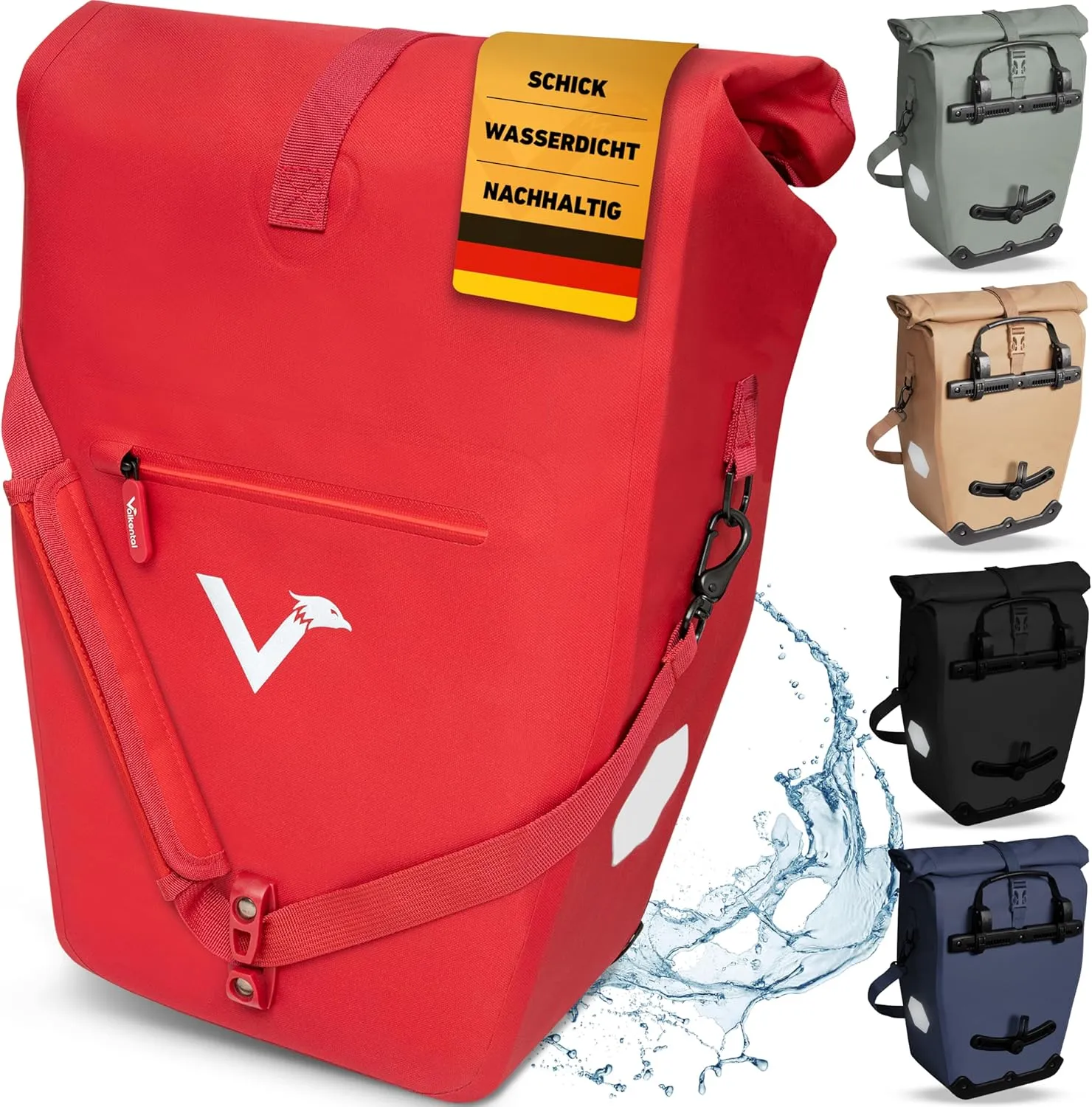 Valkental® Große & wasserdichte Gepäckträgertasche [28L] Abschließbare Befestigung [PVC frei] Fahrradtasche für Gepäckt…