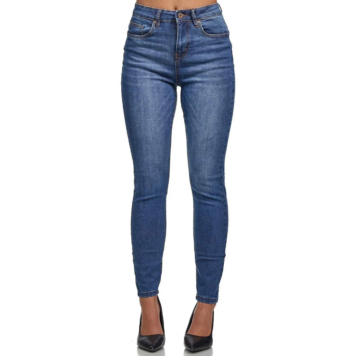 Tazzio Jeans Damen High Waist Denim Slim Skinny Fit Jeanshose Stretch Hose F101