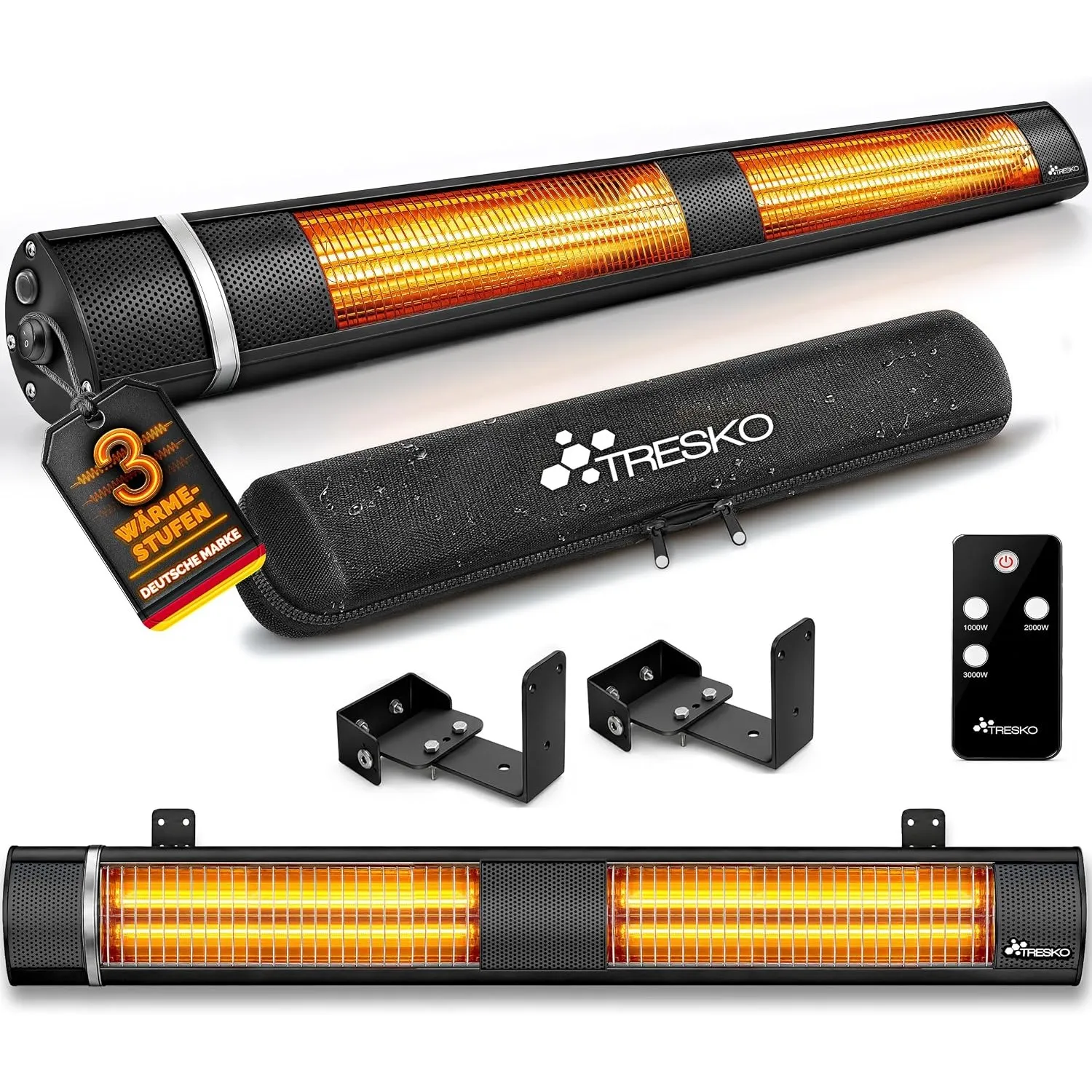 TRESKO® Infrarot Heizstrahler 3000W mit Fernbedienung für Innen & Außen