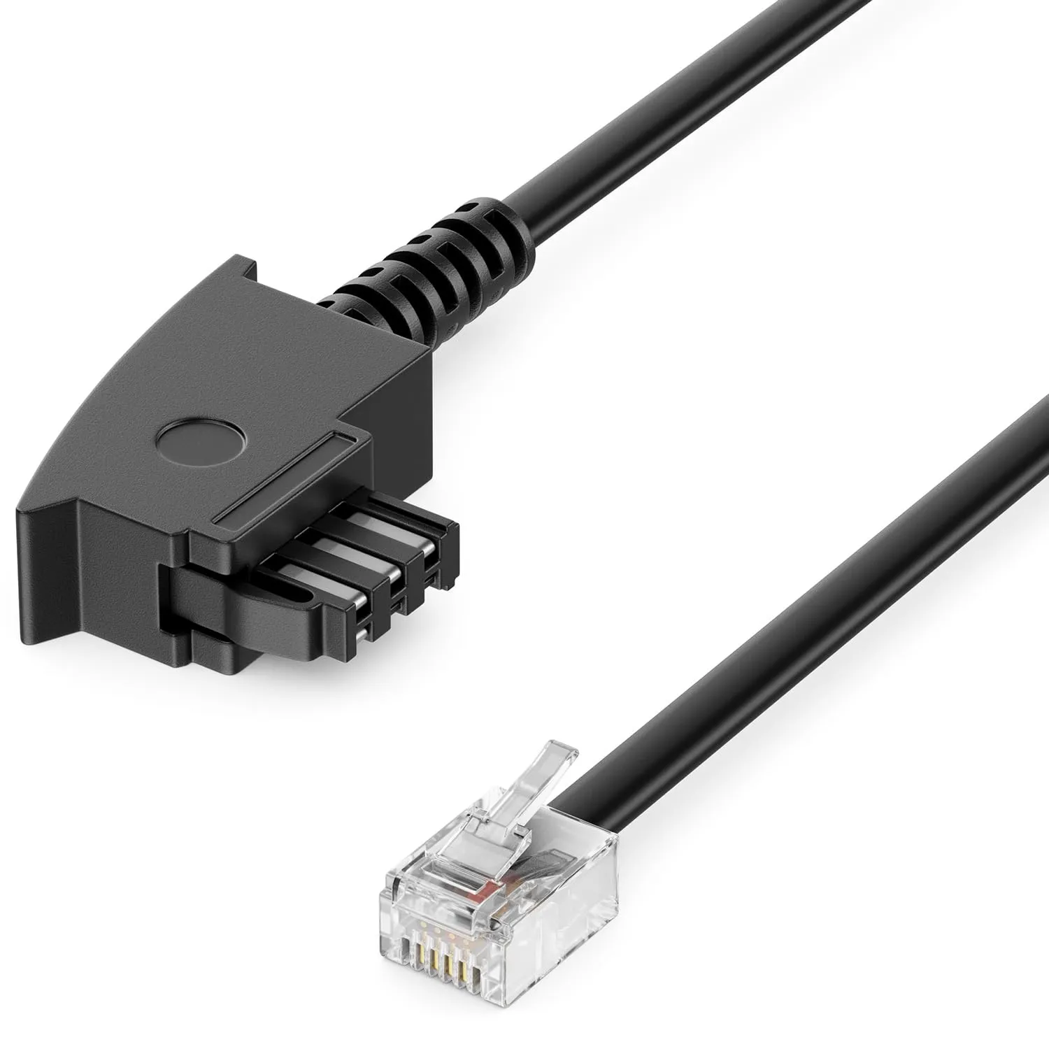 deleyCON 1m Telefonkabel TAE-F Stecker auf RJ11 Stecker 6P4C - Schwarz