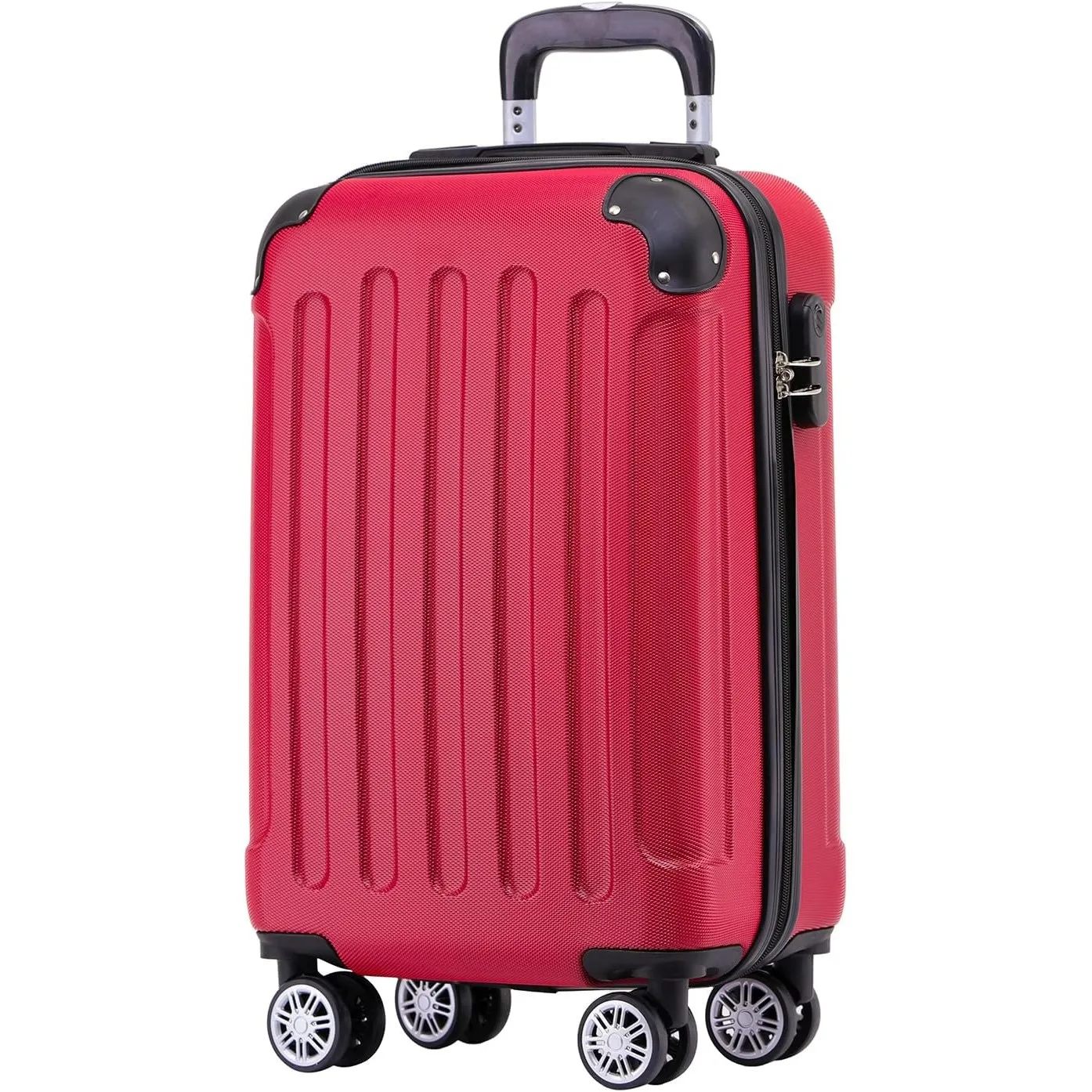 BEIBYE Zwillingsrollen Hardcase Reisekoffer Koffer Trolleys Hartschale in XL-L-M in 14 Farben (Rot, Handgepäck (55cm))