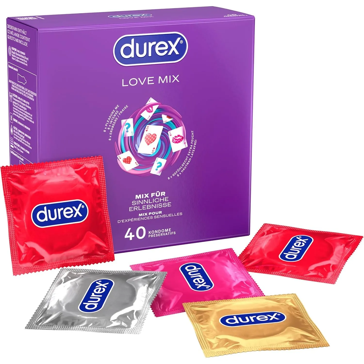 Durex Love Mix Kondome 40 Stk, Mixpack 5 Sorten, 56 mm