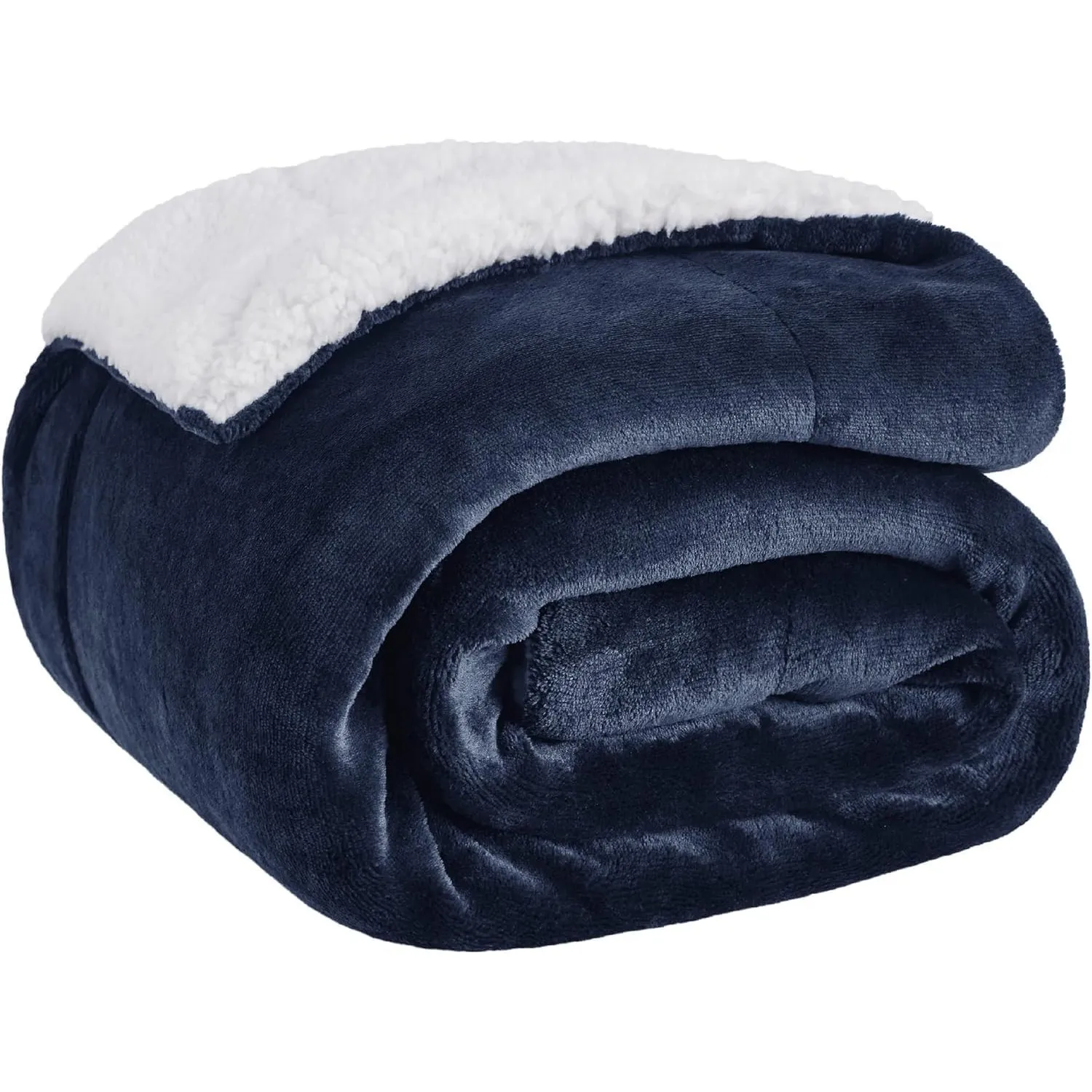 BEDSURE Sherpa Kuscheldecke Flauschig 130x150 - Sofadecke, Marine Blau