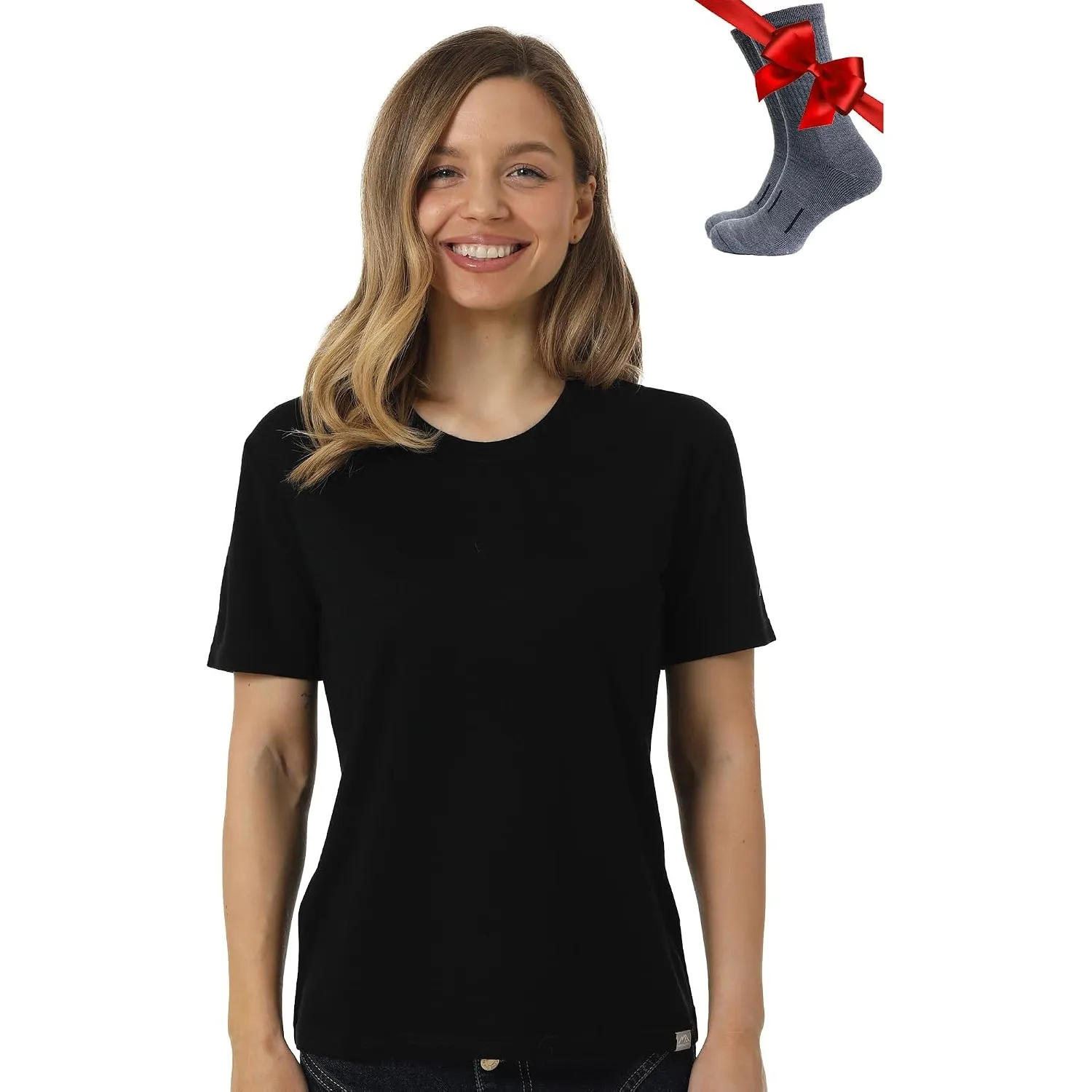 Merino.tech 100% Merino Shirt Damen Wandern & Alltag + Wandersocken