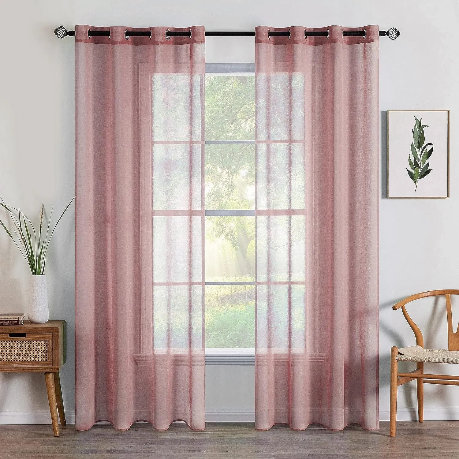 MIULEE Sheer Voile Vorhang Weihnachtsdeko mit Ösen Transparente Optik Gardine Ösenvorhang Ösenschal Transparent Durchsi…