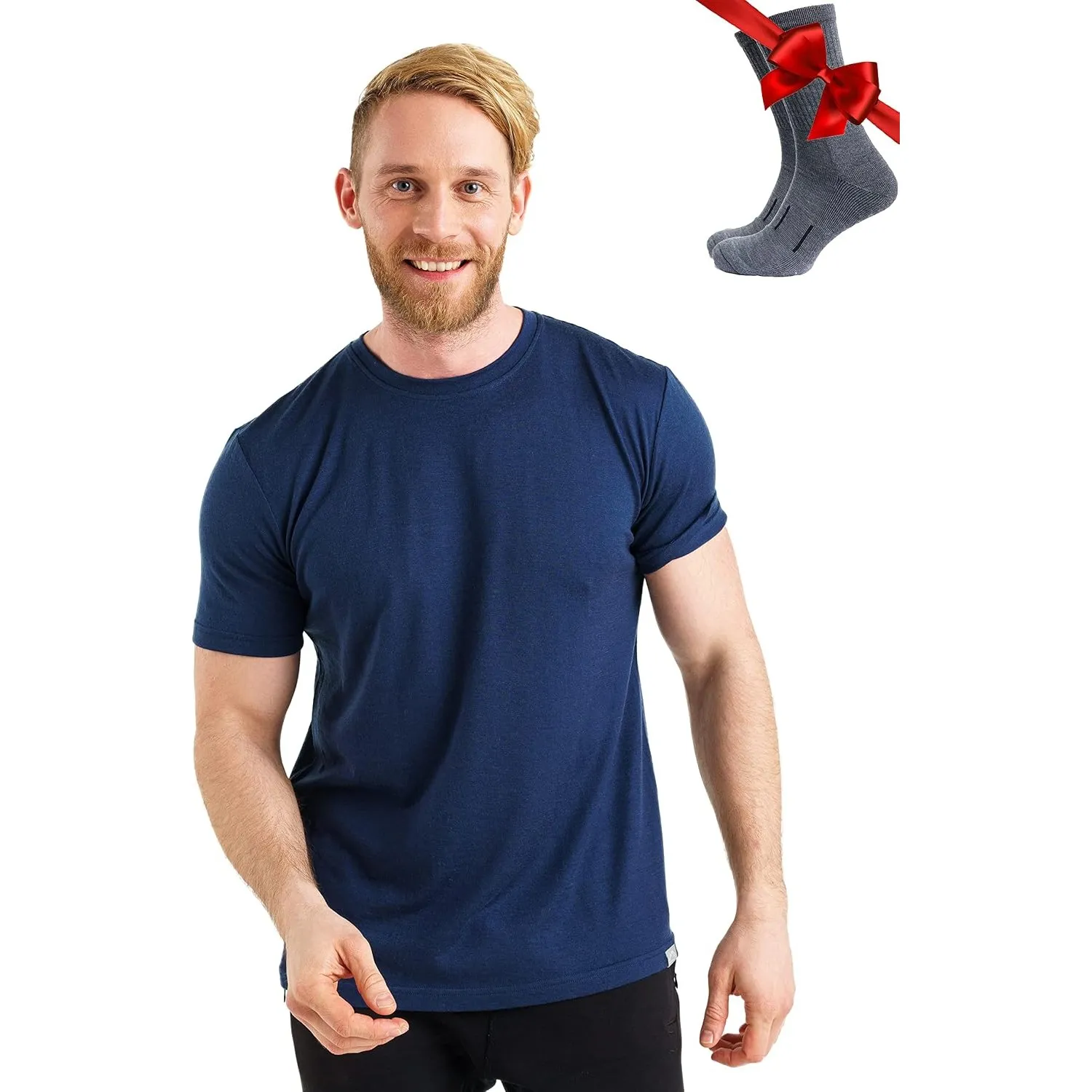 Merino.tech 100% Merino Shirt Herren Kurzarm Wandern + Wanderwollsocken | Atmungsaktive, Kratzfrei, Schnelltrocknend Me…