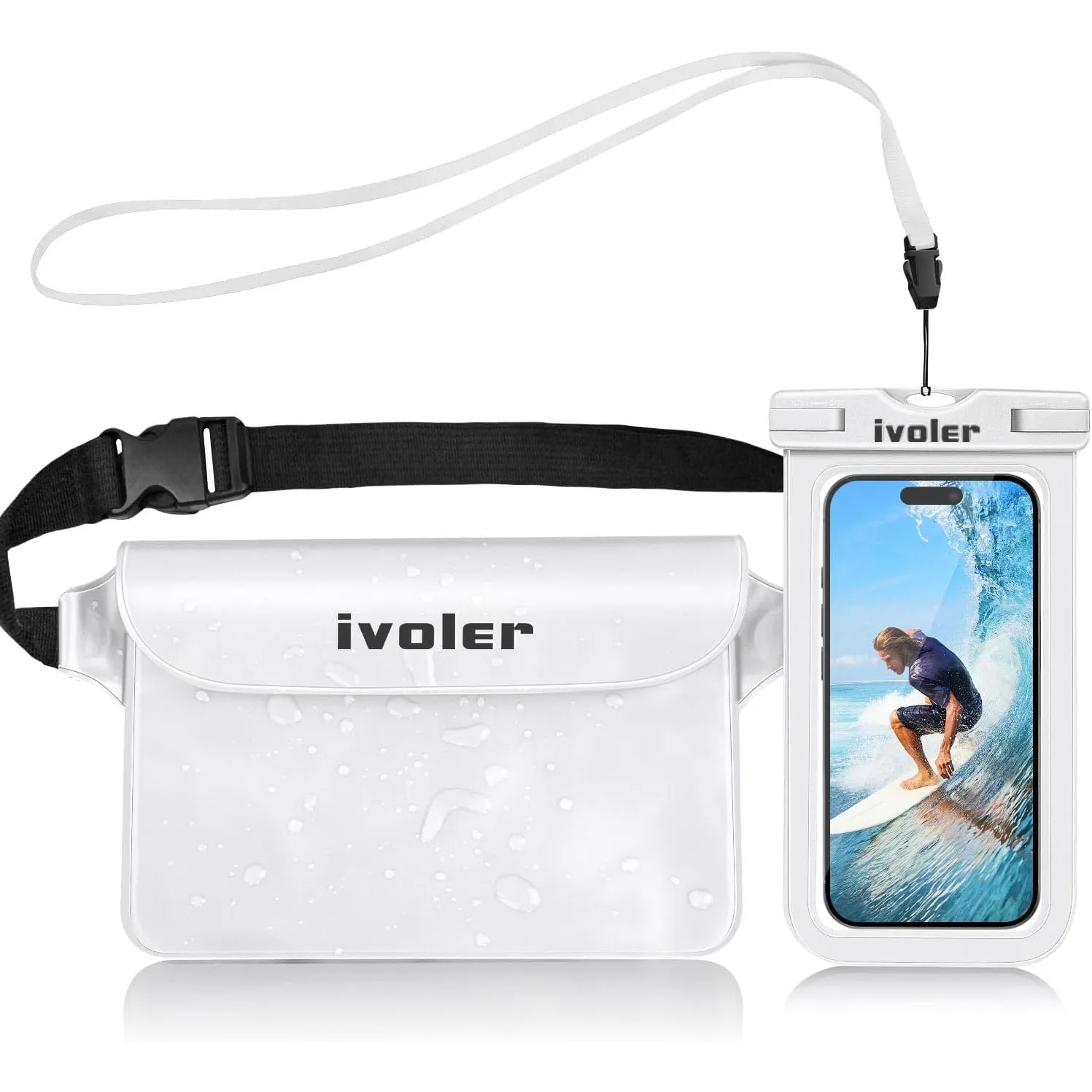 ivoler wasserdichte Tasche Beutel Bauchtasche Schutzhülle mit wasserdichte Handyhülle, Universal Strand-Tasche mit Hand…