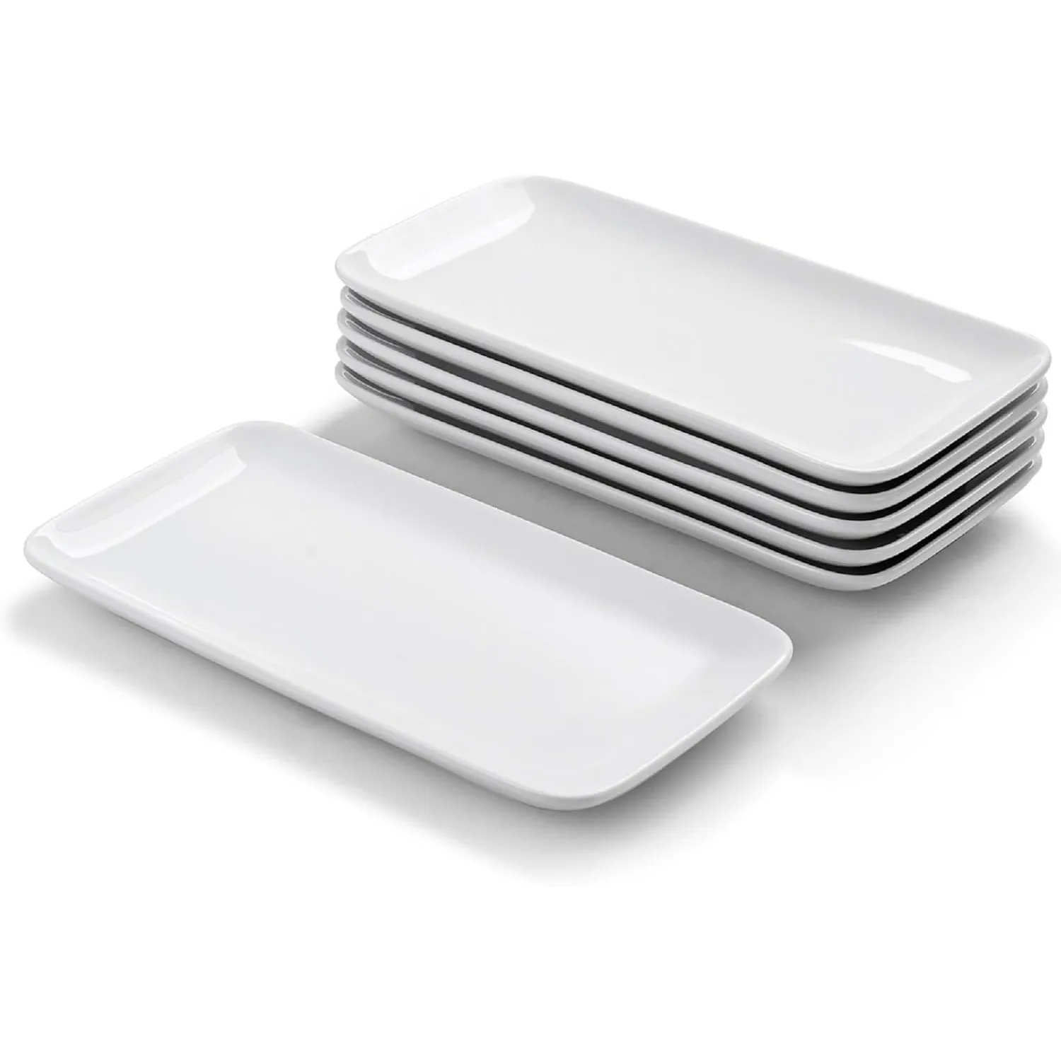 WishDeco Rechteckige Teller 6er Set, Servierplatte Klein 23x12 cm