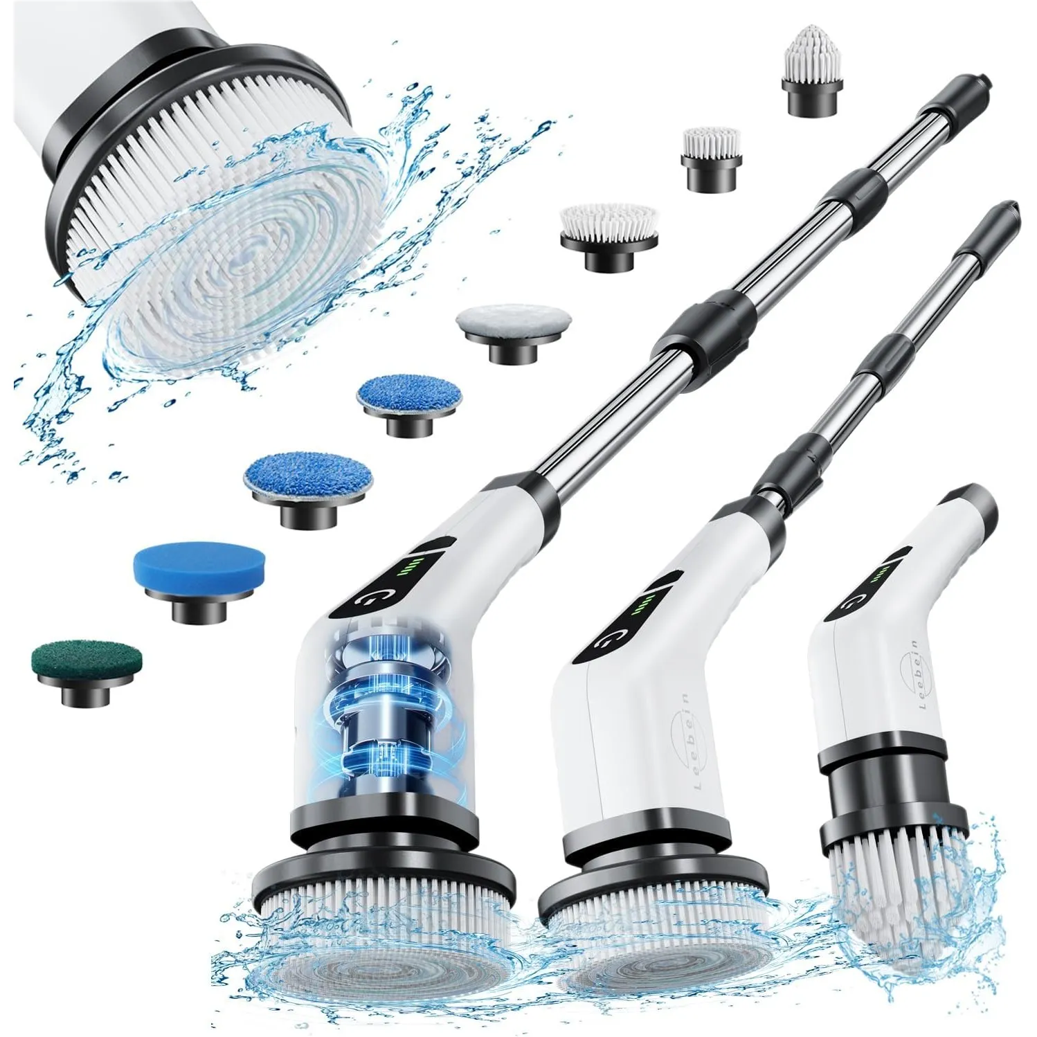 Leebein Elektrische Reinigungsbürste,Electric Spin Scrubber schnurlos mit 8 austauschbaren Bohrbürstenköpfen, Wanne und…