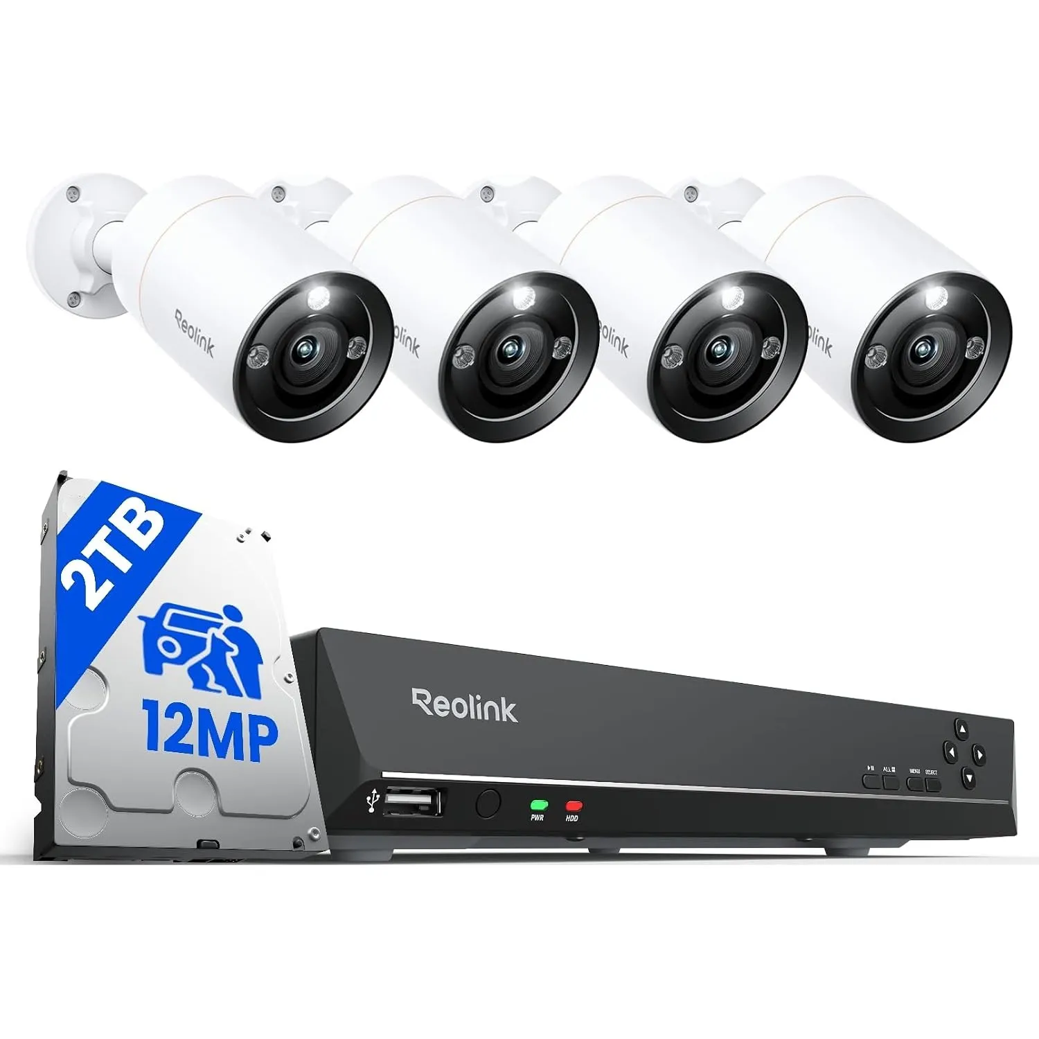 Reolink 12MP Überwachungskamera Set Aussen, 8CH 2TB HDD NVR, 24/7 Aufnahme