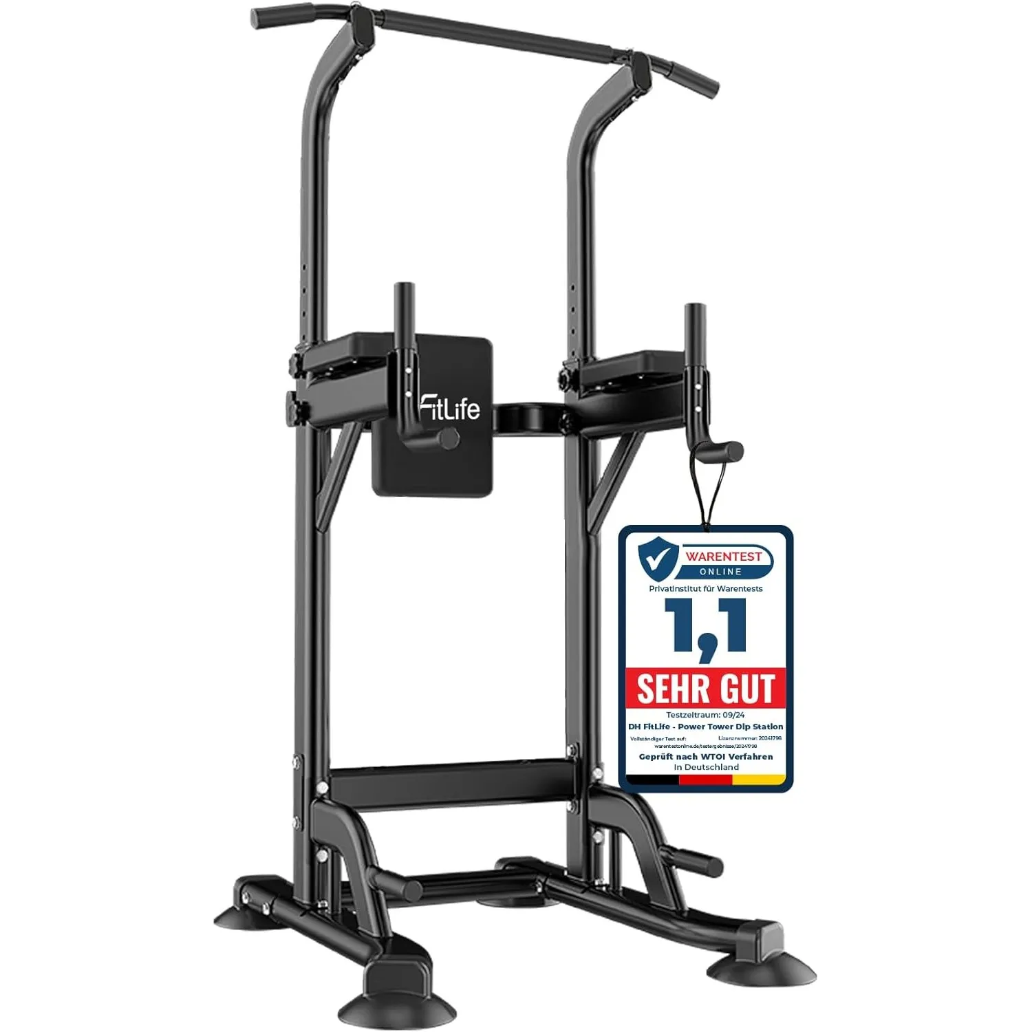 DH FitLife Power Tower Dip Station | Sport Geräte mit Klimmzugstange, Dip Barren u. Rückentrainer | Kraftstation Kraftt…