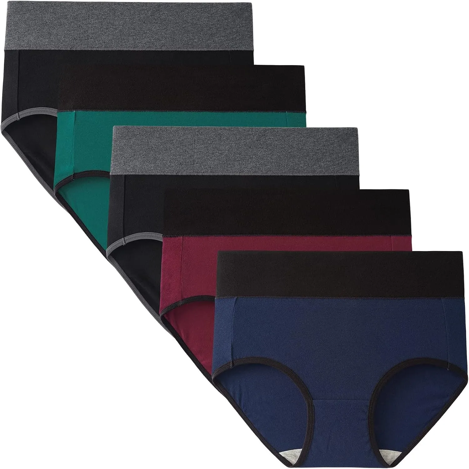 INNERSY Unterhosen Damen Baumwolle Slips Hohe Taille Unterwäsche 5er Pack