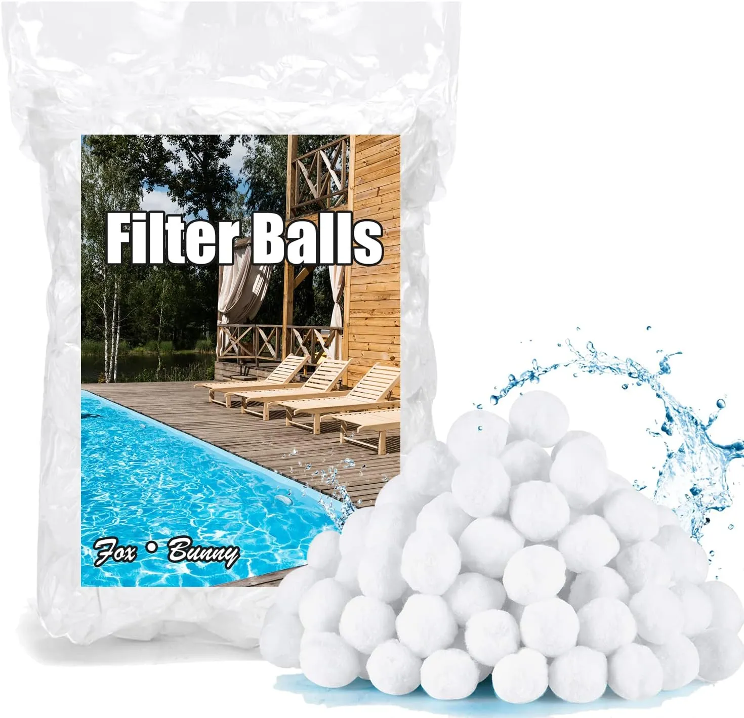Fox·Bunny Filterbälle Pool 700g,Filterballs für Sandfilteranlagen, Kann 25 kg Filtersand Ersetzen für Pool, Schwimmbad,…