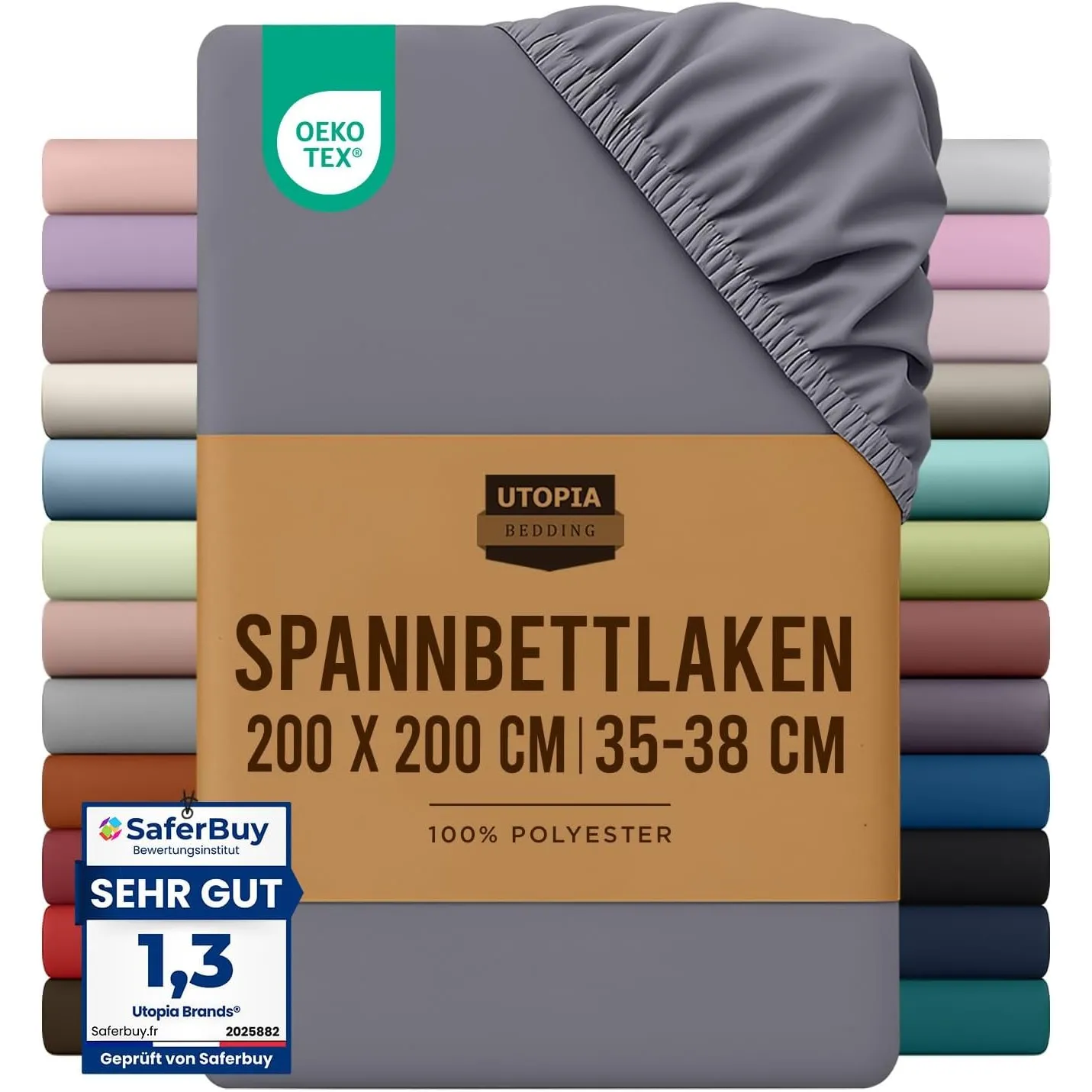 Utopia Bedding - Spannbettlaken 200x200cm - Grau