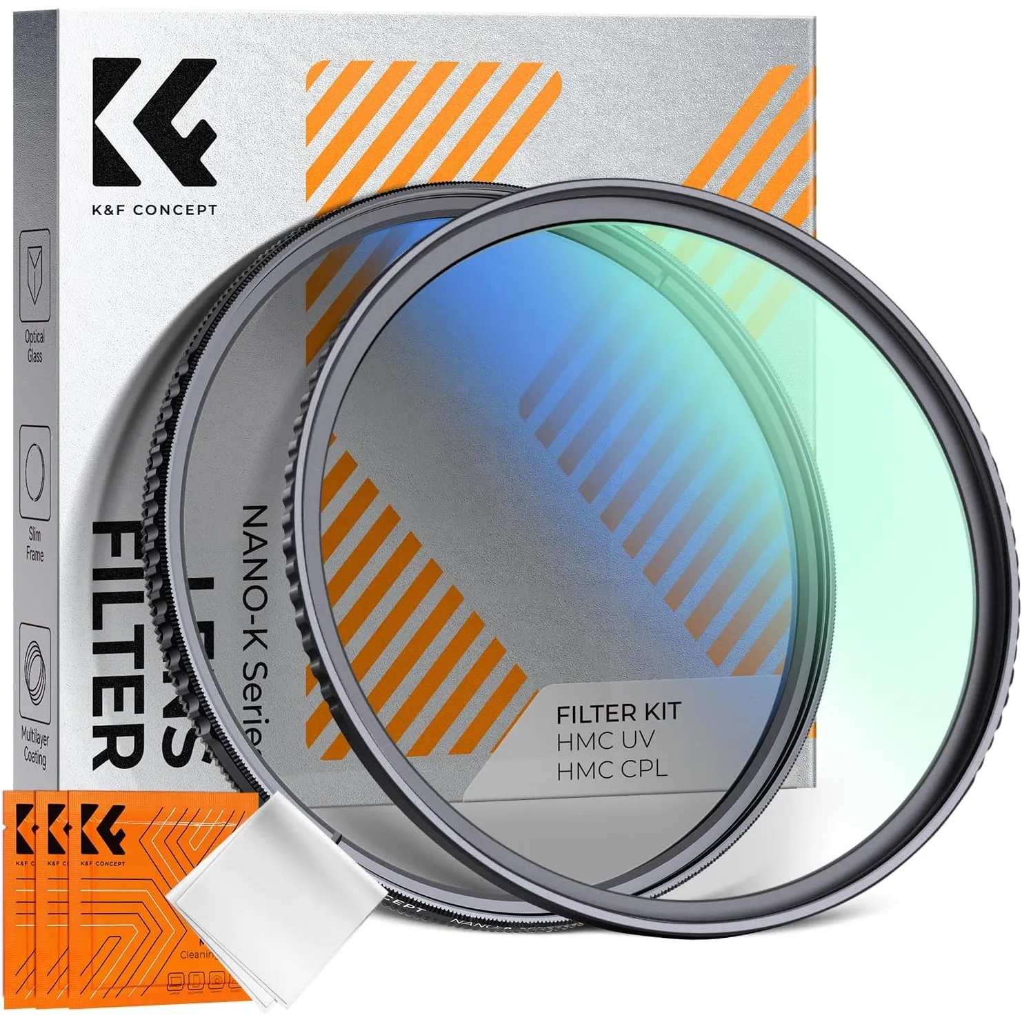 K&F CONCEPT Filterset 77mm Polfilter（ CPL）+ UV Filter | Zirkularer Polarisationsfilter & Schutzfilter,Optikglas mit 18-…