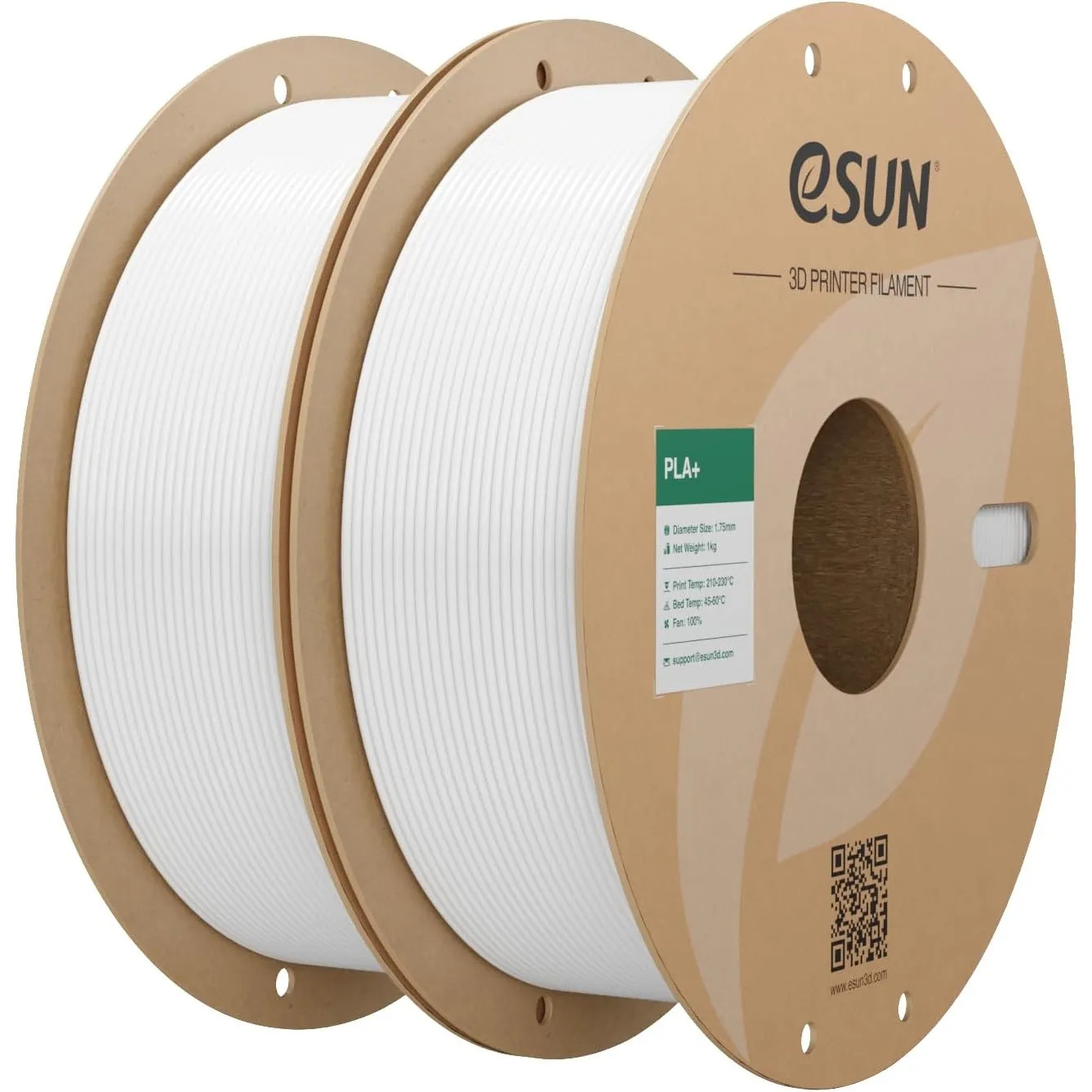 eSUN PLA+ Filament 1.75mm, Kaltes Weiß, 2KG