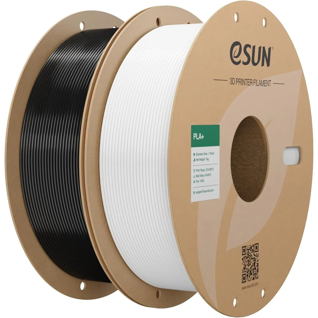eSUN PLA+ Filament 1.75mm, Kaltes Weiß + Schwarz, 2KG | 3D Drucker Filament PLA Plus, Maßgenauigkeit +/- 0.03mm, 1KG pr…