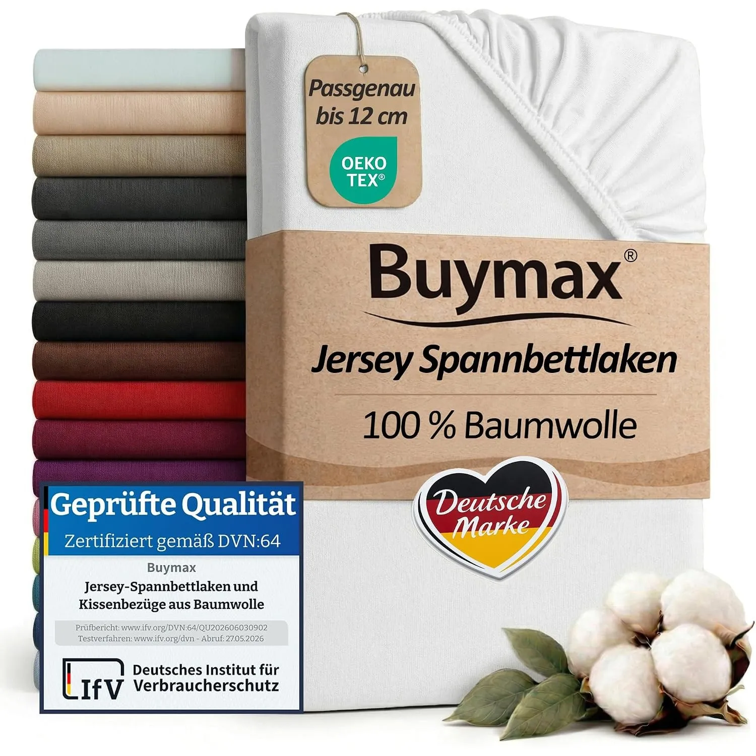 Buymax Topper Spannbettlaken 200x200 cm Spannbetttuch 100% Baumwolle Jersey für Matratzentopper bis 12 cm Matratzenhöhe…