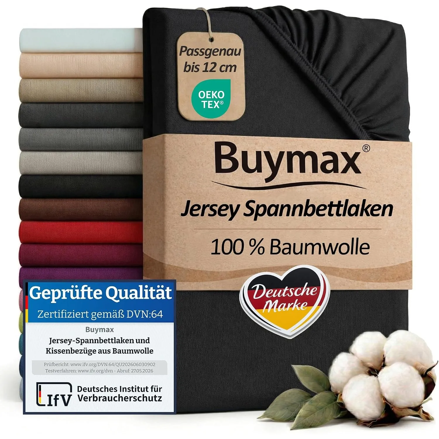 Buymax Topper Spannbettlaken 200x200 cm Spannbetttuch 100% Baumwolle Jersey für Matratzentopper bis 12 cm Matratzenhöhe…