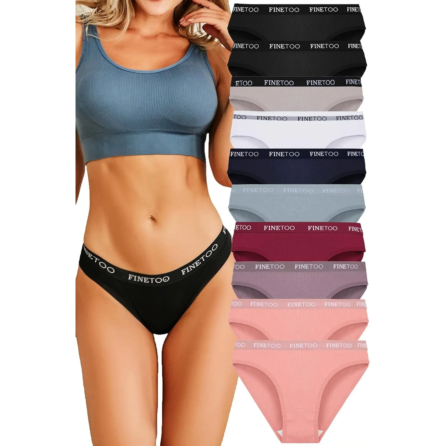 FINETOO 10er Pack Baumwoll Slips Damen Atmungsaktive Unterwäsche Logo Sportunterwäsche Weich Sexy Unterhosen Reizwäsche…