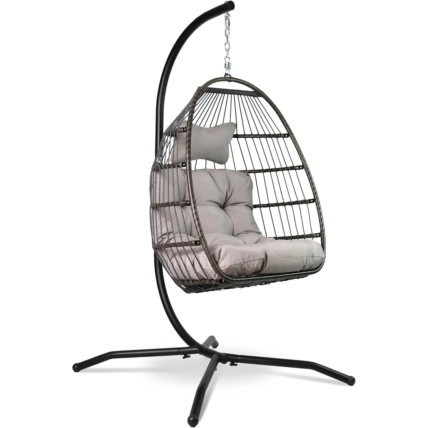 VITA5 Hängesessel mit Gestell - Bequemer Hängekorb Sessel - Rattan Hängesessel Outdoor und Indoor - Boho Egg Schaukel f…