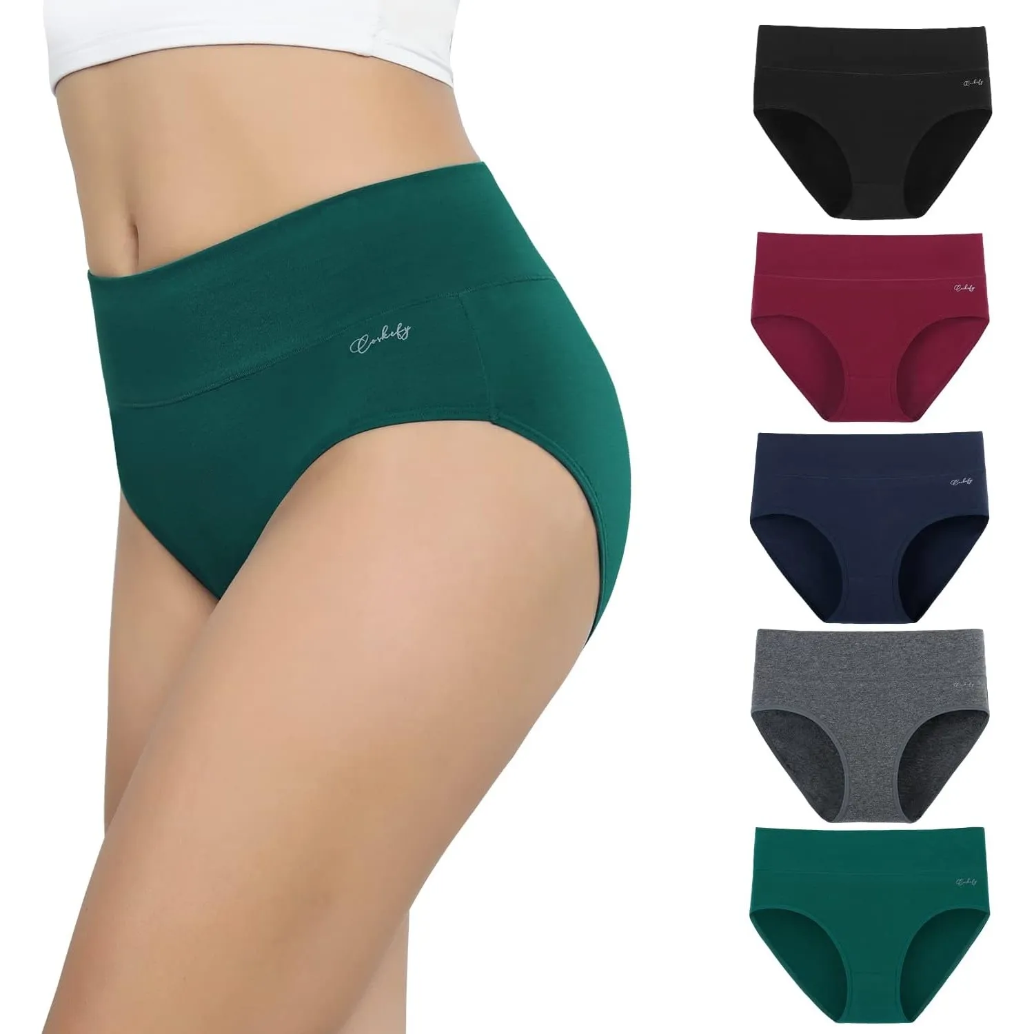 anqier Unterhosen Damen 5er Pack Stretch Baumwolle Hohe Taille Slips Damen