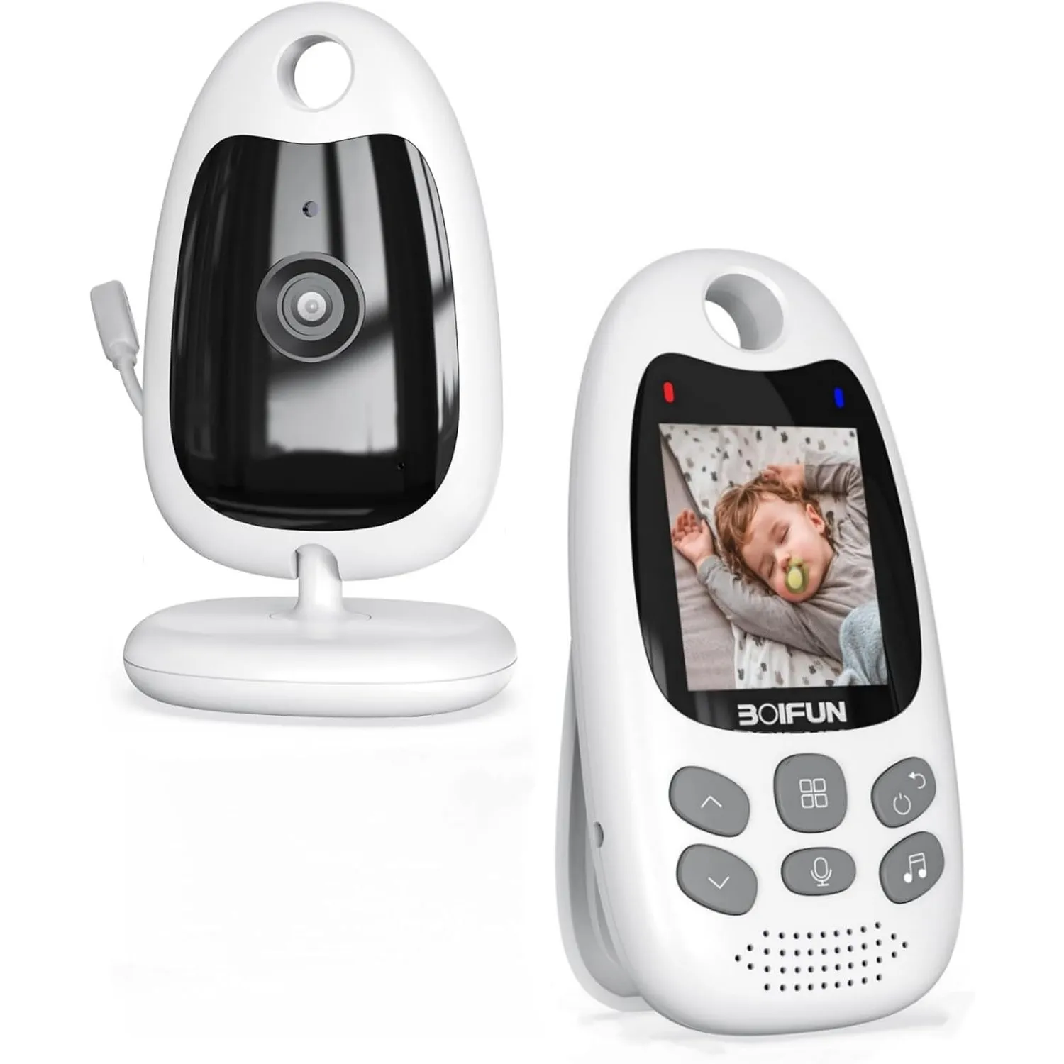 BOIFUN Babyphone mit Kamera, Ohne WLAN, 2 Zoll 720P, Tragbar, Weiß