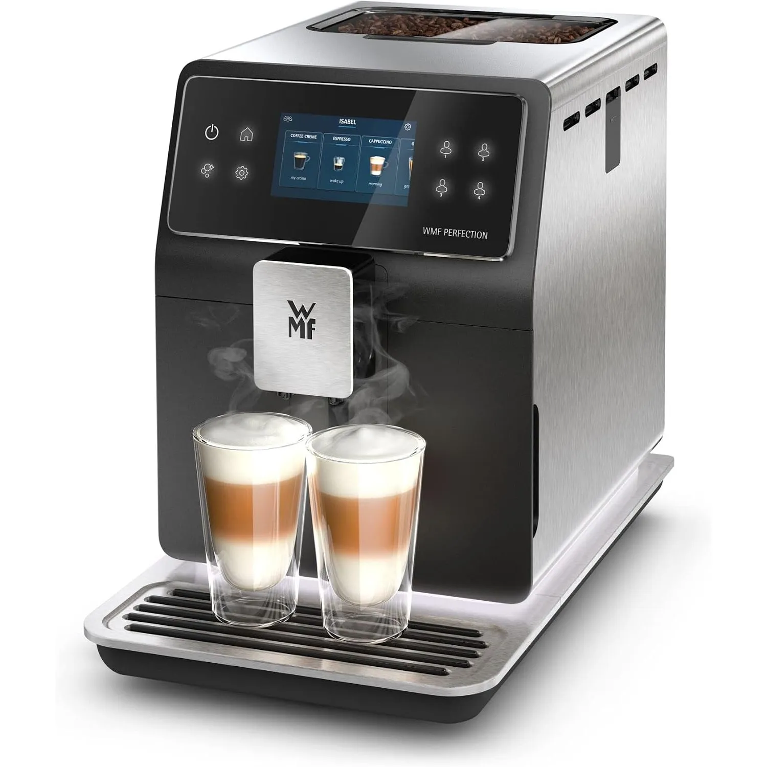 WMF Perfection 880L Kaffeevollautomat mit Milchsystem,18 Getränkespezialitäten, Double Thermoblock, Edelstahl-Mahlwerk,…