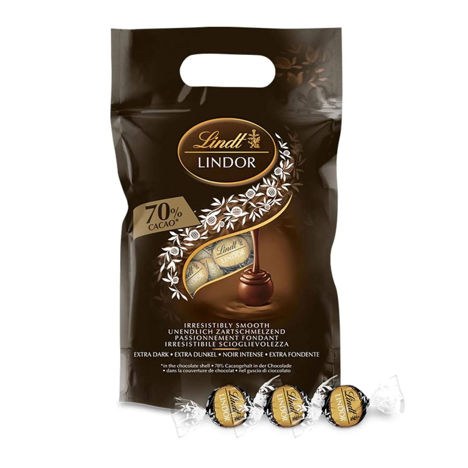 Lindt LINDOR Schokoladen Kugeln extra dunkel | ca. 80 Kugeln Edelbitterschokolade | Dunkle Schokolade mit 70% Kakao | G…