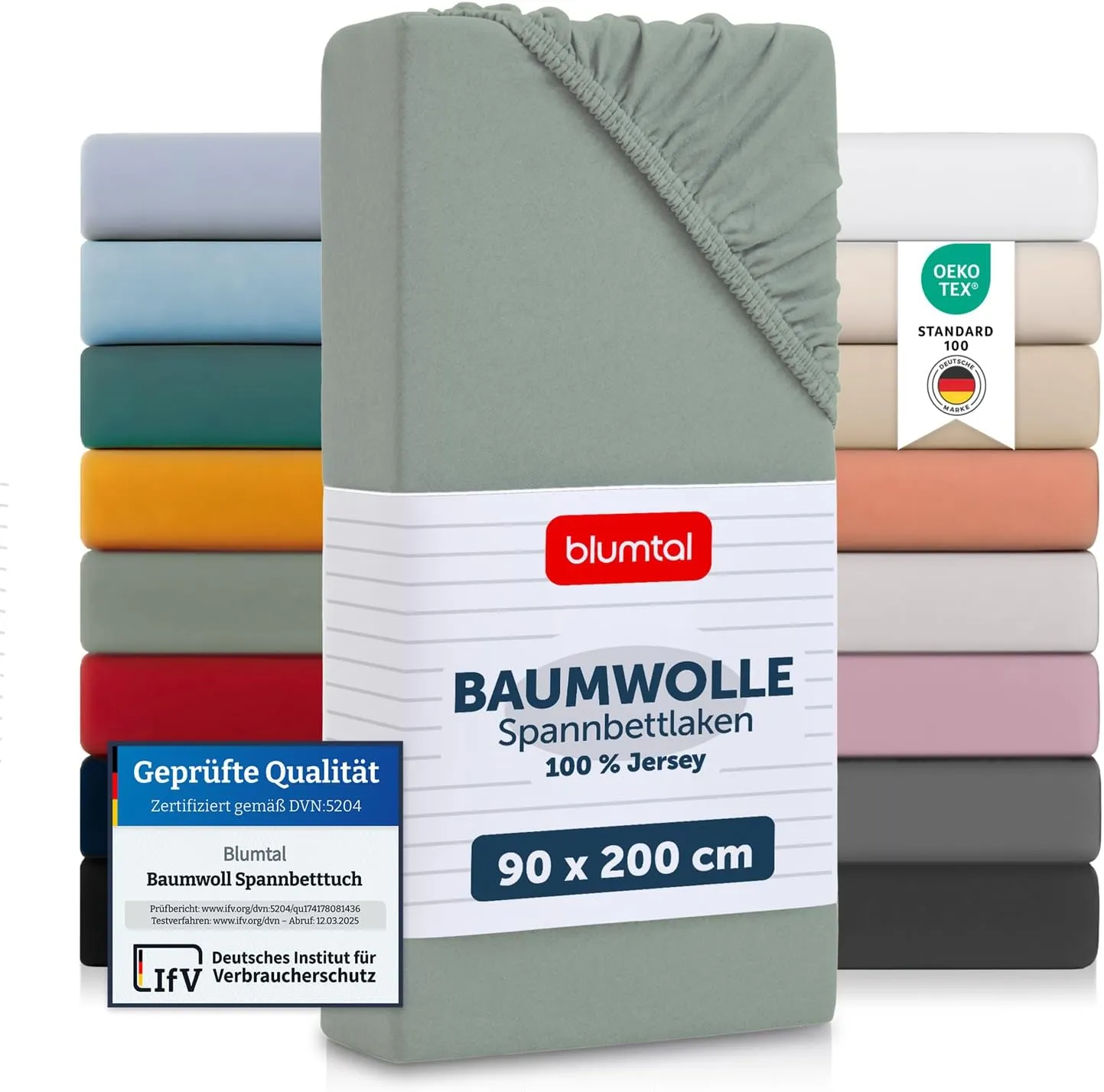 Blumtal Basics Fitted Sheet, 90 x 200 cm, Jersey in a Set of 2, Bed Sheets Made of 100% Cotton, Oeko-Tex Certified Fitt…