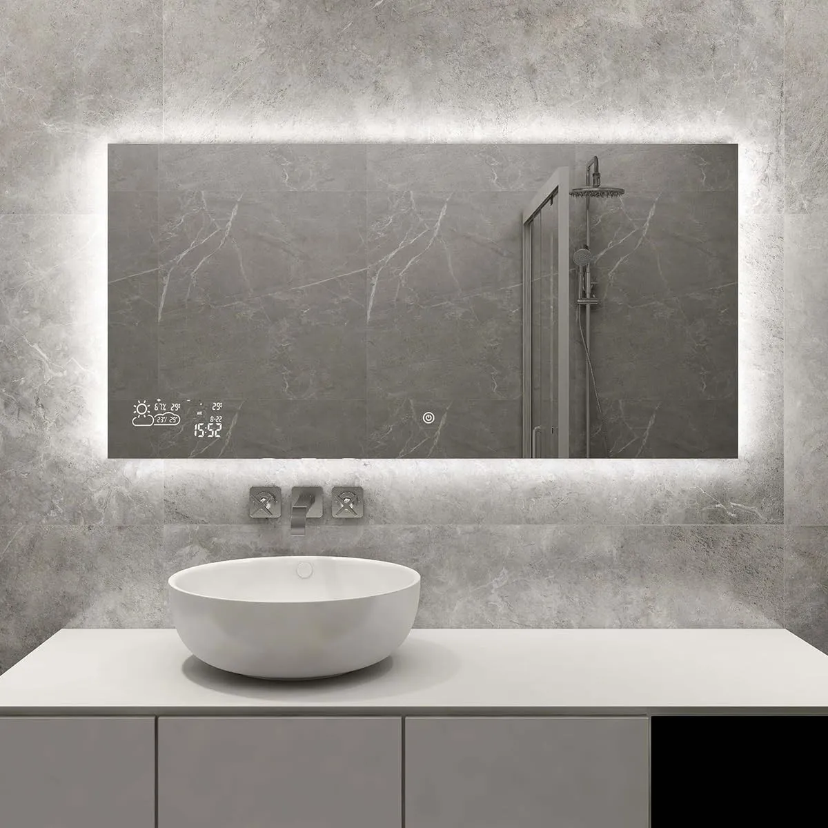 Heidenfeld Spiegel Infrarotheizung HF-HS200 | 350 Watt | 100 x 60 cm