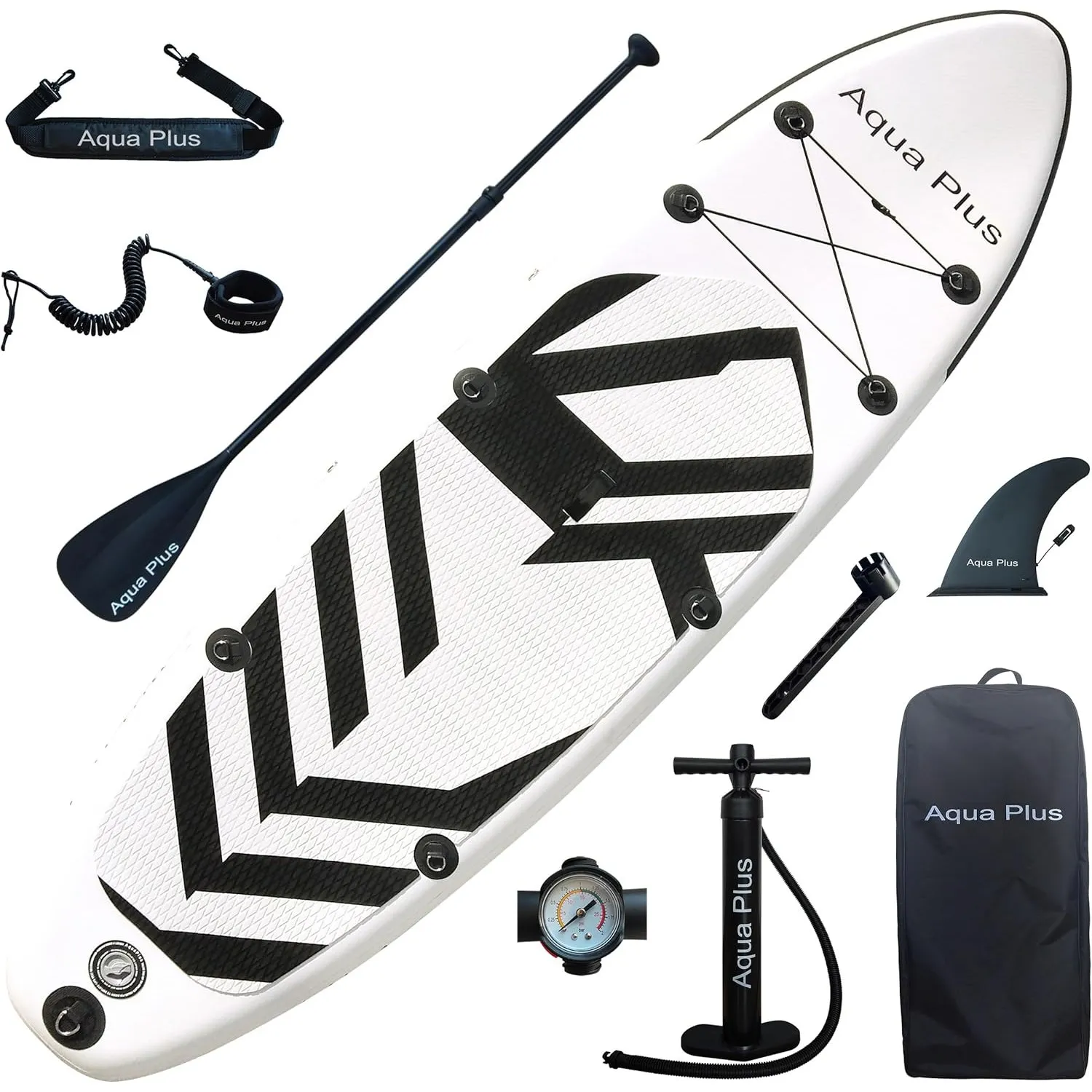 Aqua Plus 15cm Dickes,aufblasbares SUP für alle Fähigkeitsstufen,Stand Up Paddelbrett,Paddel,Pumpe,ISUP Reiserucksack,J…