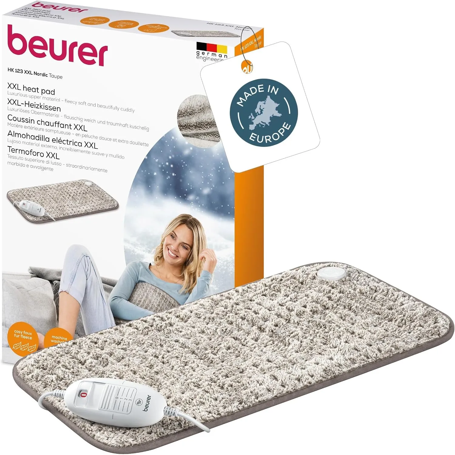 Beurer Heizkissen HK 123 XXL Nordic, kuscheliges Wärmekissen mit 3 Temperaturstufen und Abschaltautomatik, maschinenwas…
