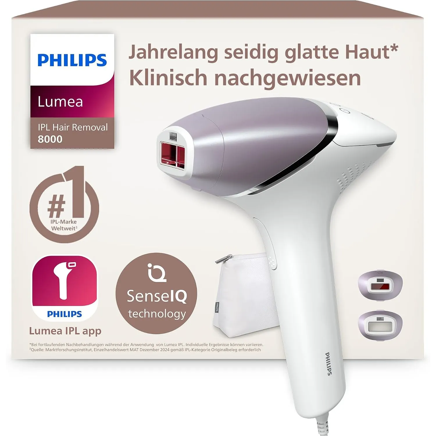 Philips Lumea IPL 8000 Series - IPL Geräte Haarentfernung für bis zu 2 Jahre seidig-glatte Haut¹ mit 2 Aufsätzen für Kö…