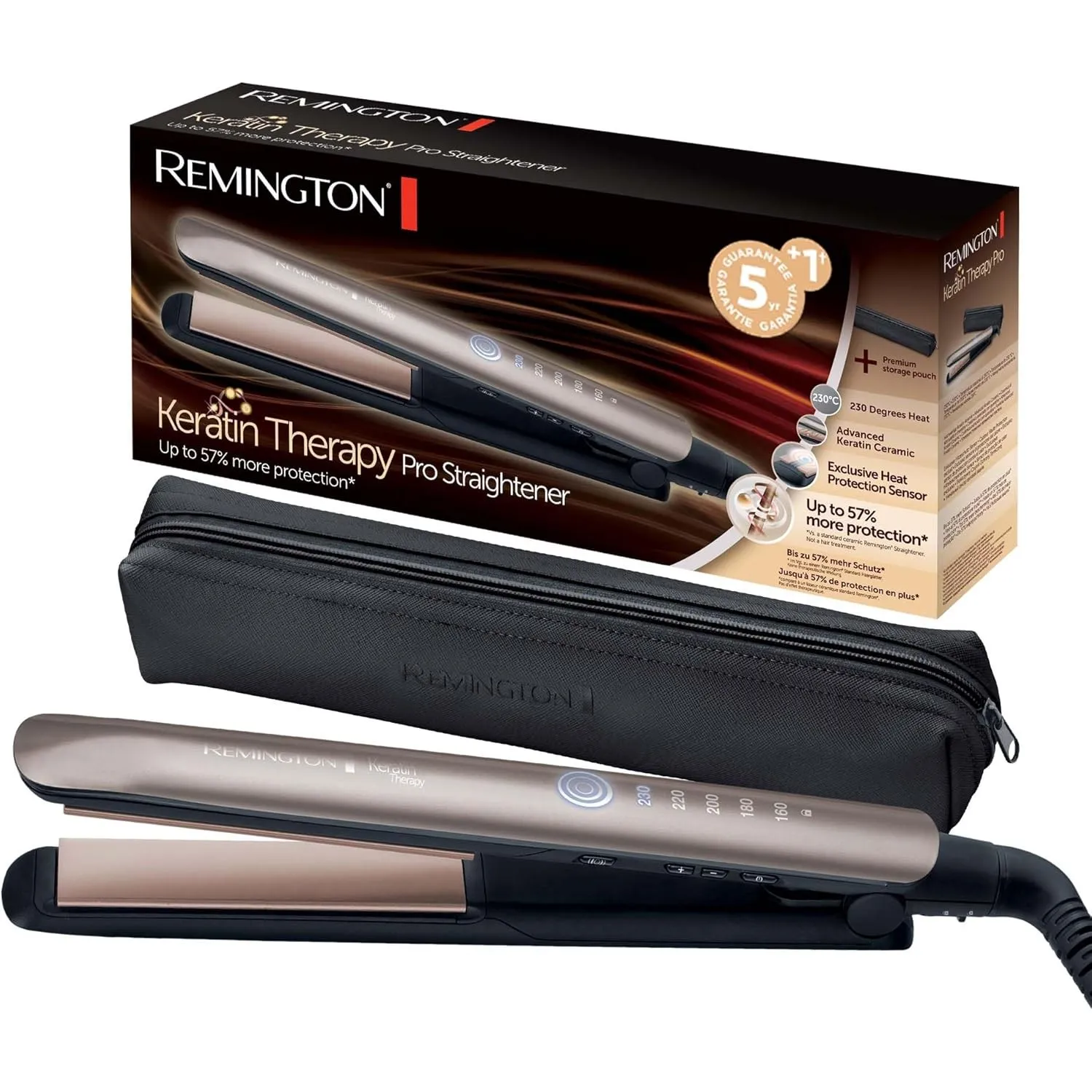 Remington Glätteisen Profi [Hitzeschutzsensor um Haarschäden zu verringern] Keratin Protect (hochwertige Keratin-Kerami…