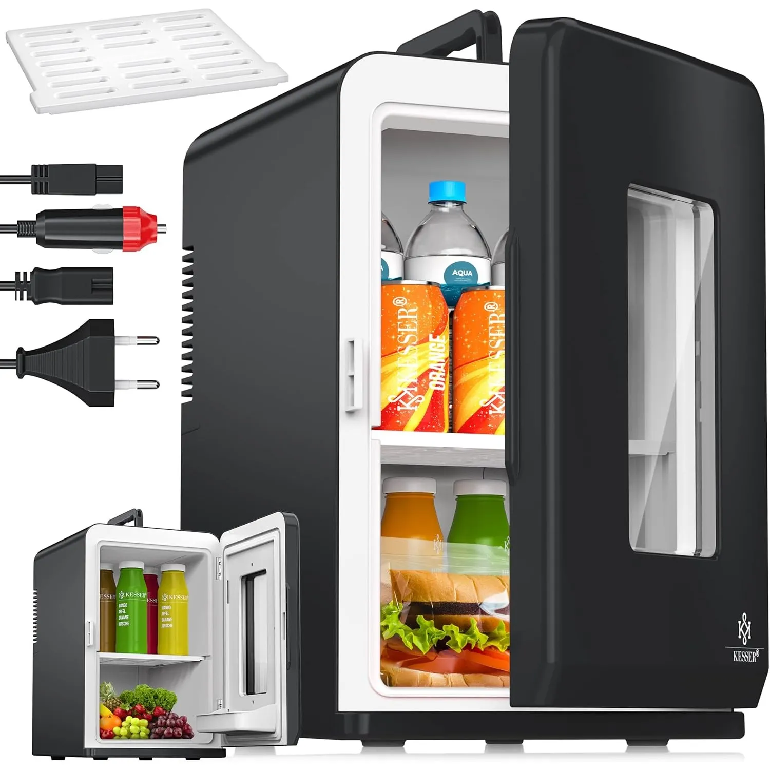 KESSER® 2in1 Mini Kühlschrank Kühlbox 15 Liter Kühl und Heizfunktion Tragbarer AC DC 220-240V/12V Steckdose und Zigaret…