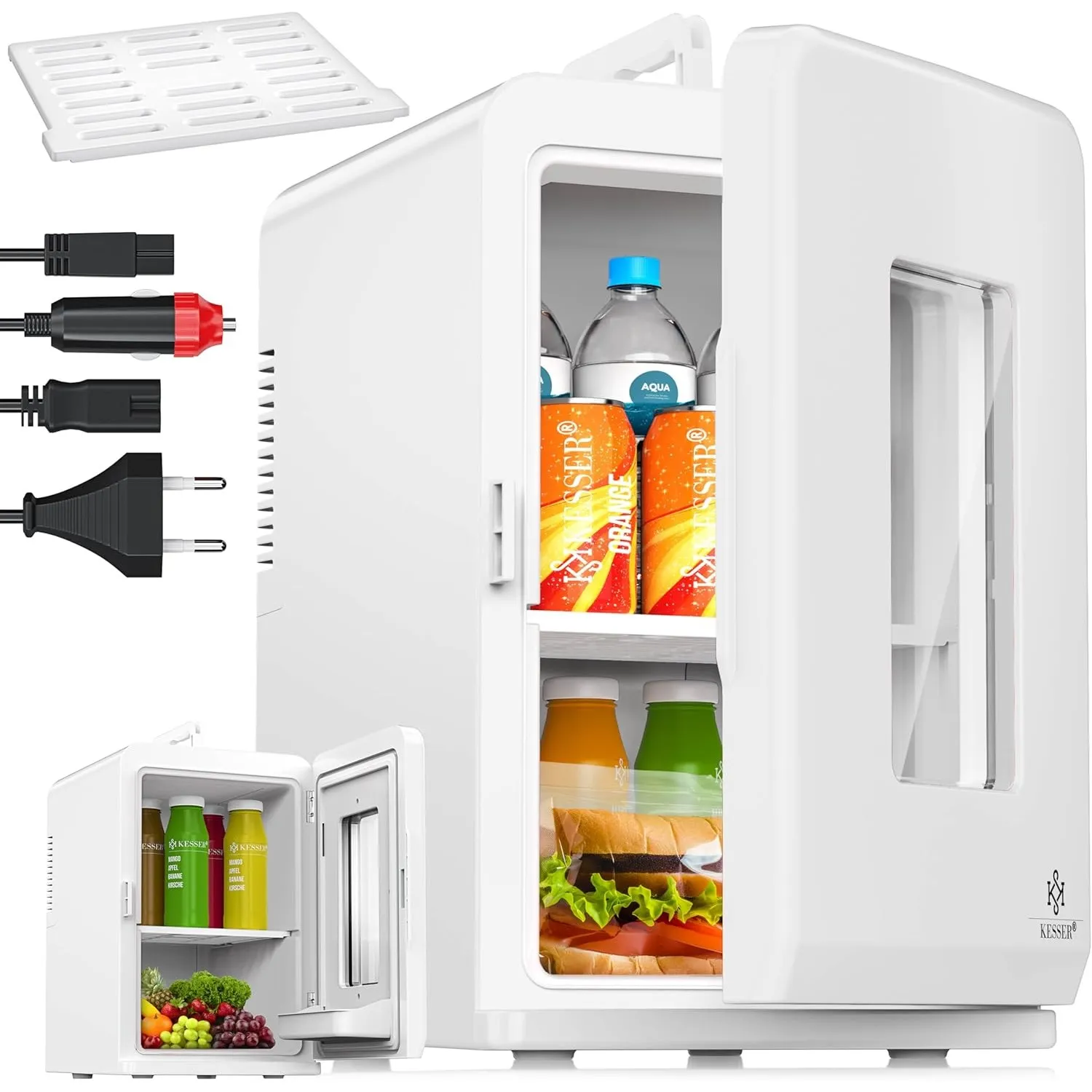 KESSER® 2in1 Mini Kühlschrank Kühlbox 15 Liter Kühl und Heizfunktion Tragbarer AC DC 220-240V/12V Steckdose und Zigaret…