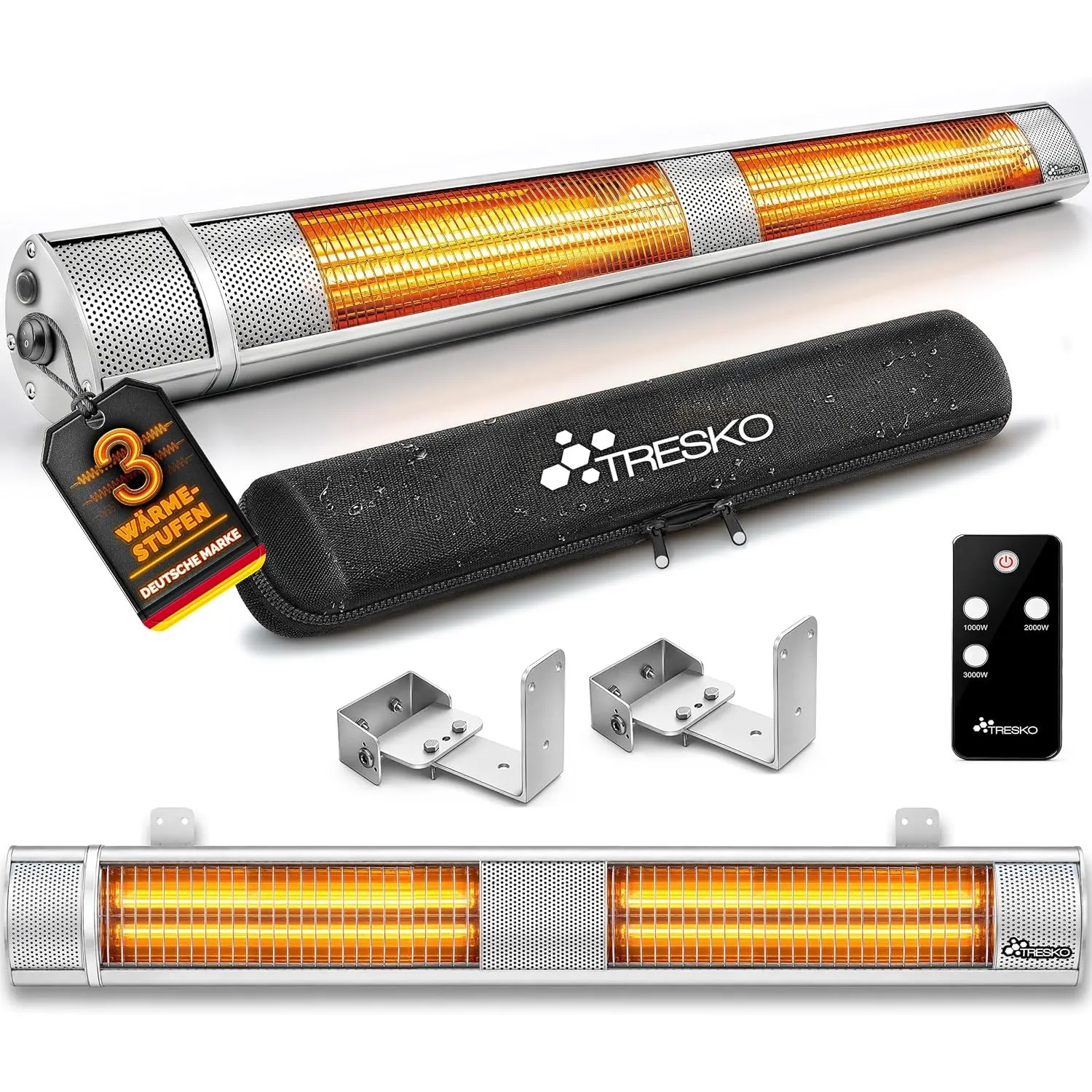TRESKO® Infrarot Heizstrahler 3000W mit Fernbedienung für Innen & Außen