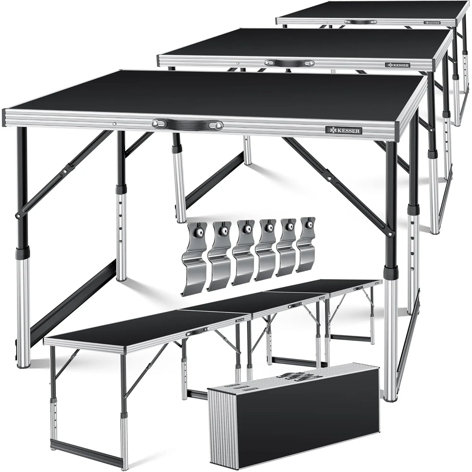 KESSER® Multifunktionstisch Profi 3- teilig, 100 x 60 cm, Tapeziertisch 90kg Gesamtbelastung, mit Ausziehfunktion Klapp…