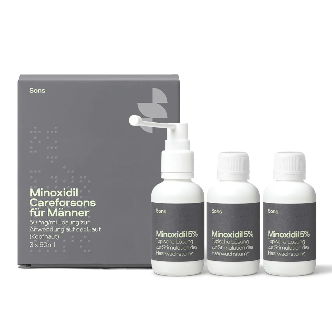 Sons Minoxidil 5% Lösung (3x60ml) für Männer bei Haarausfall, Klinisch bewährte Behandlung, fördert Haarwachstum & Haar…
